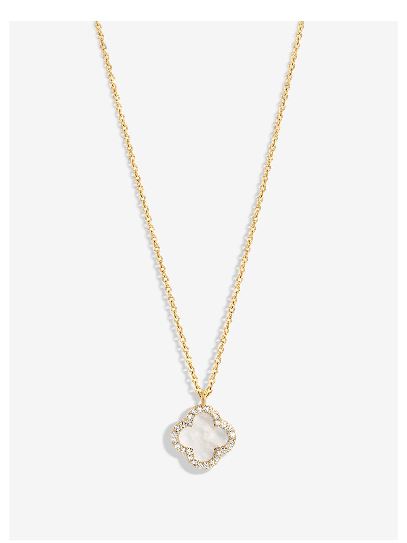 Jon Richard Gold Plated and Mother of Pearl Clover Pendant Necklace