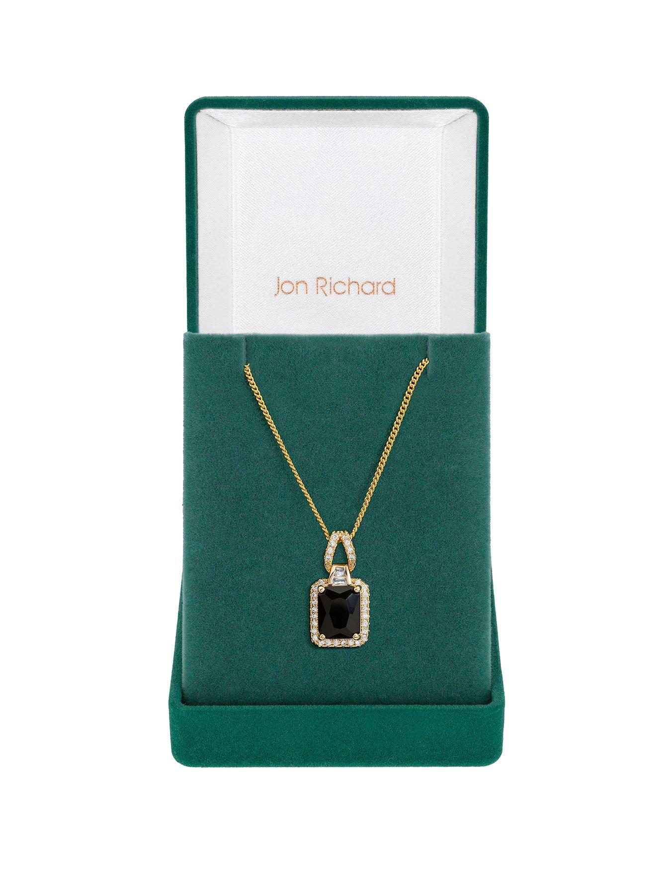 Product photograph of Jon Richard Gold Plated Jet Perfume Bottle Pendant - Gift Boxed from very.co.uk