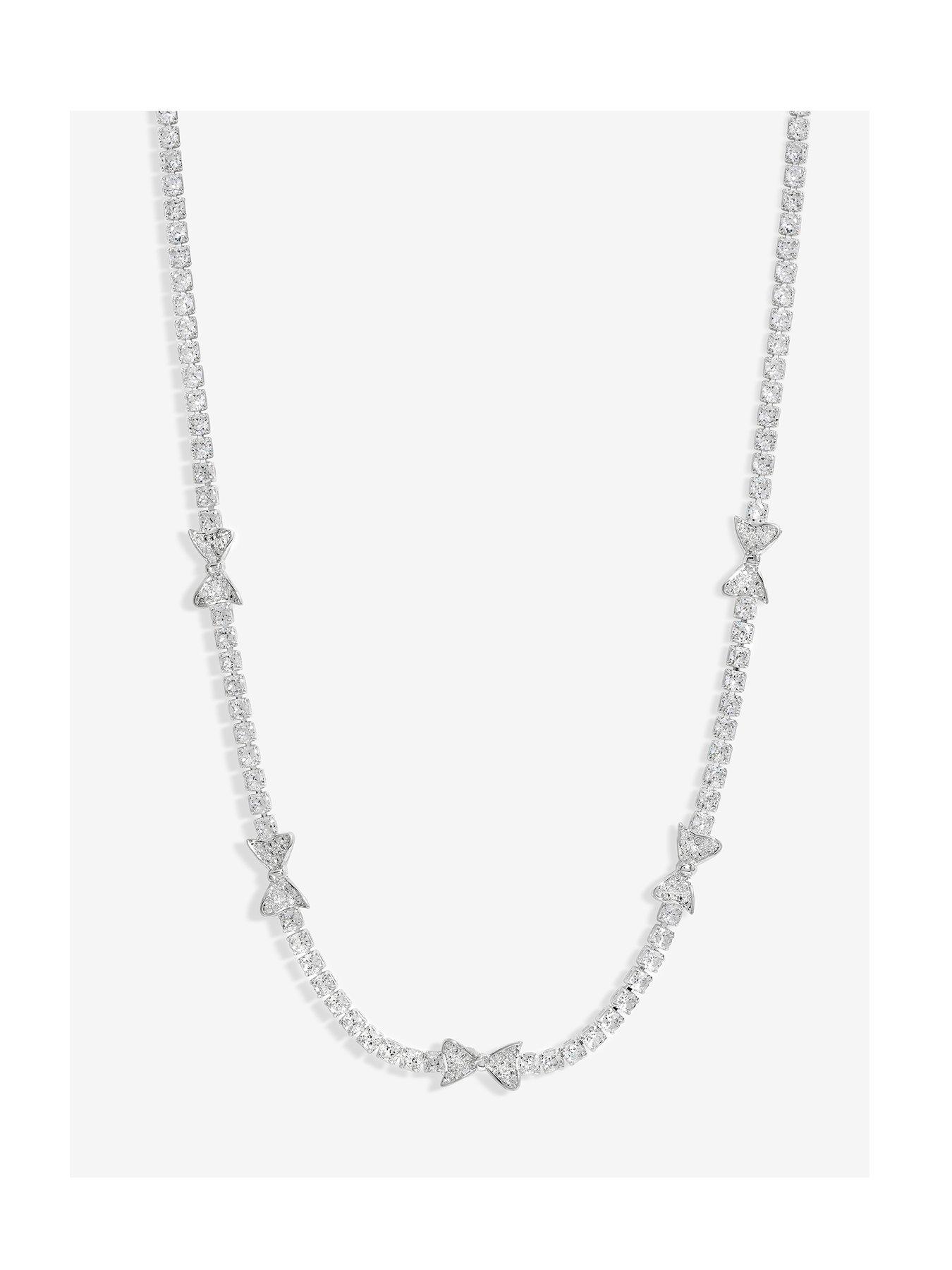 Product photograph of Jon Richard Silver Plated Crystal Bow Necklace from very.co.uk