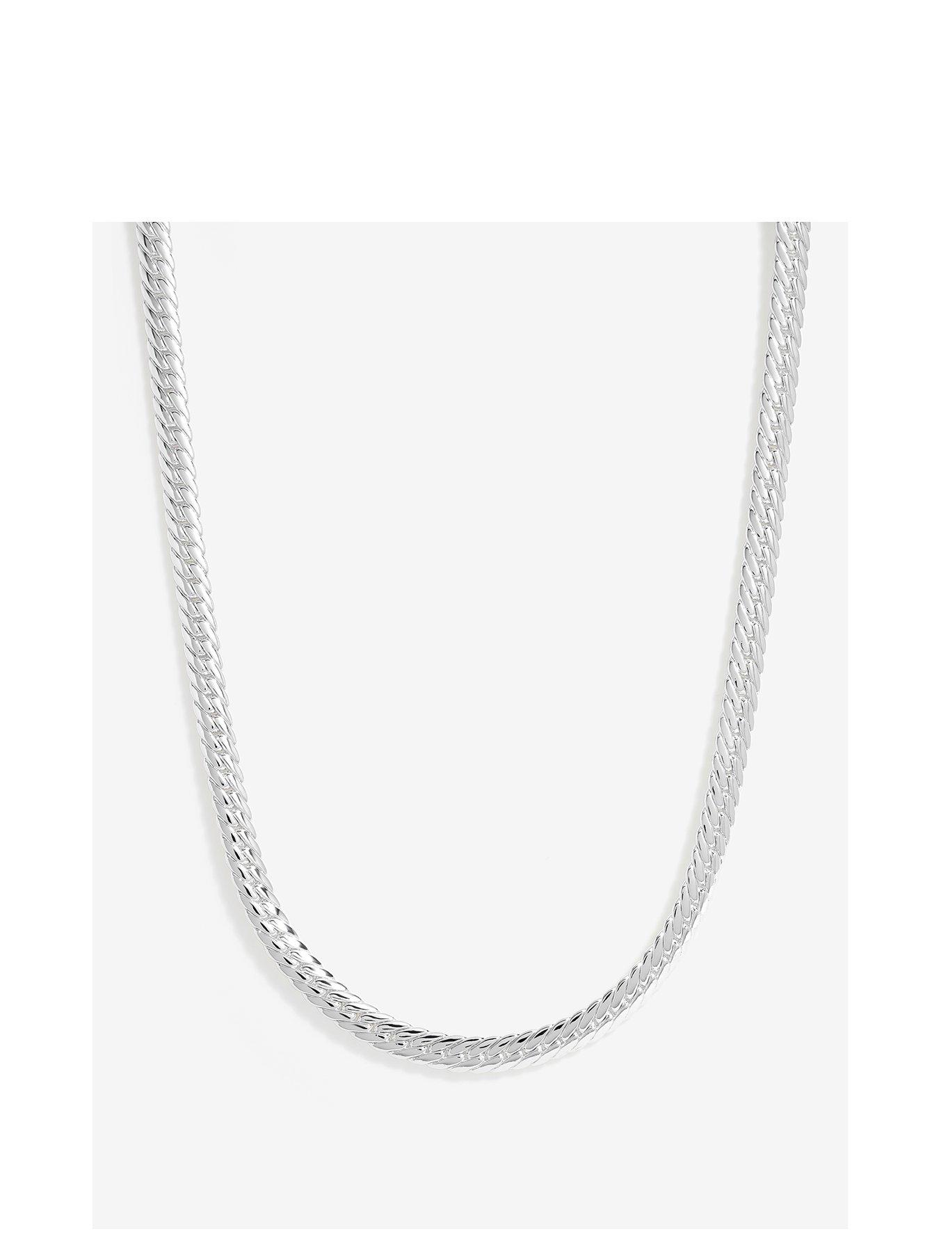 Product photograph of Jon Richard Silver Plated Herringbone Chain Necklace from very.co.uk