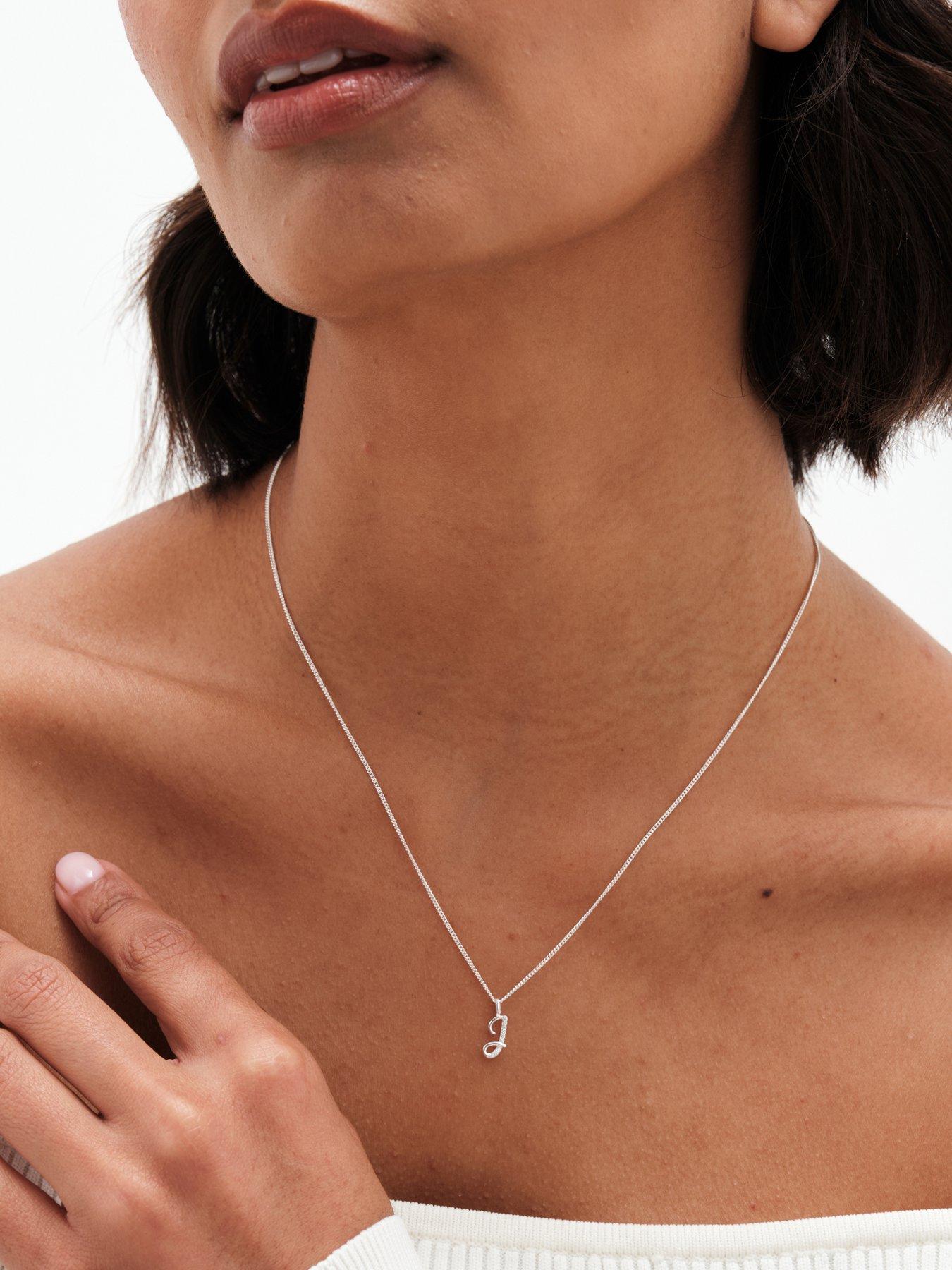 Image 2 of 4 of Simply Silver Sterling Silver 925 Polished and Cubic Zirconia Initial Pendant - J