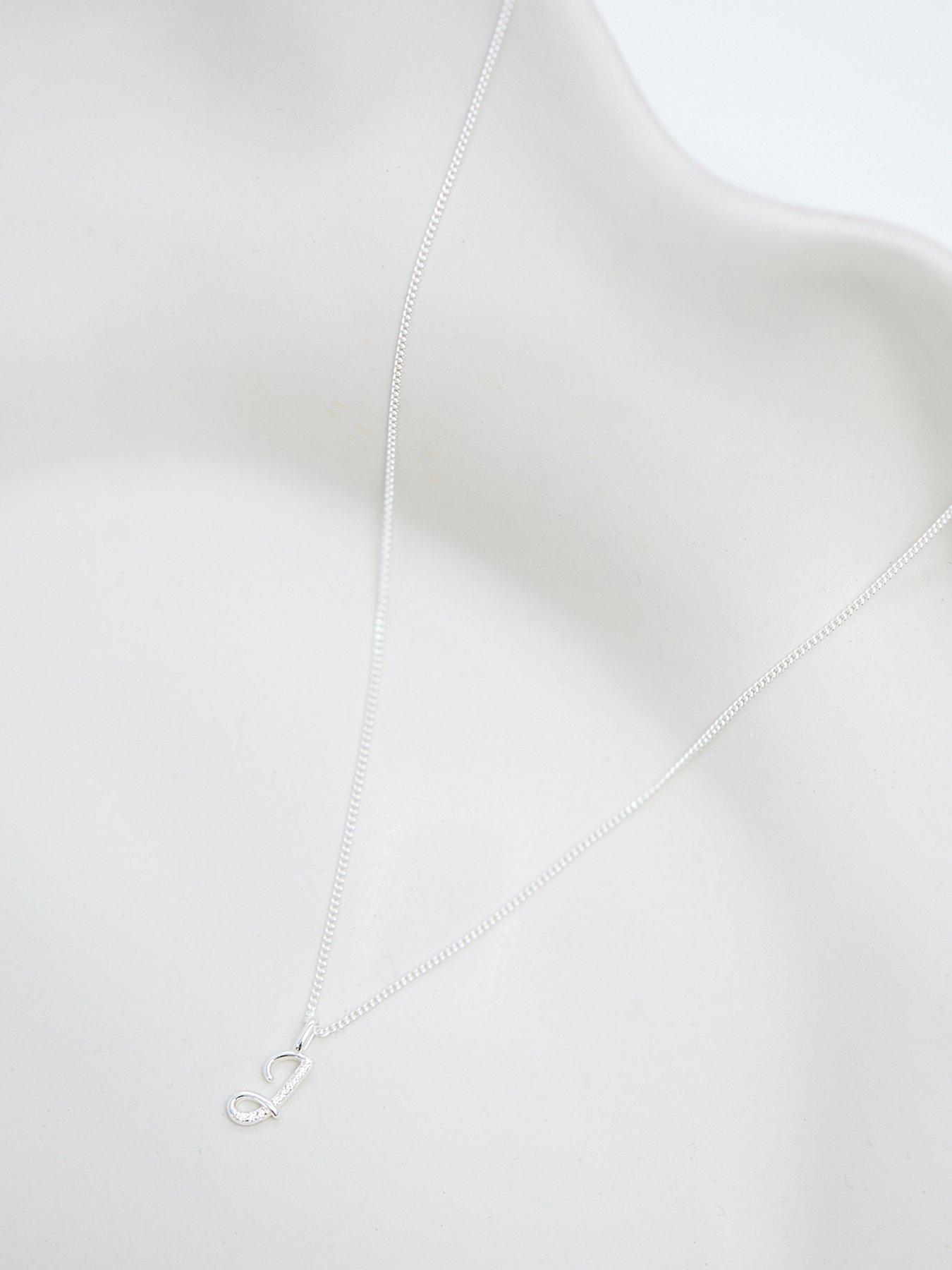 Image 3 of 4 of Simply Silver Sterling Silver 925 Polished and Cubic Zirconia Initial Pendant - J