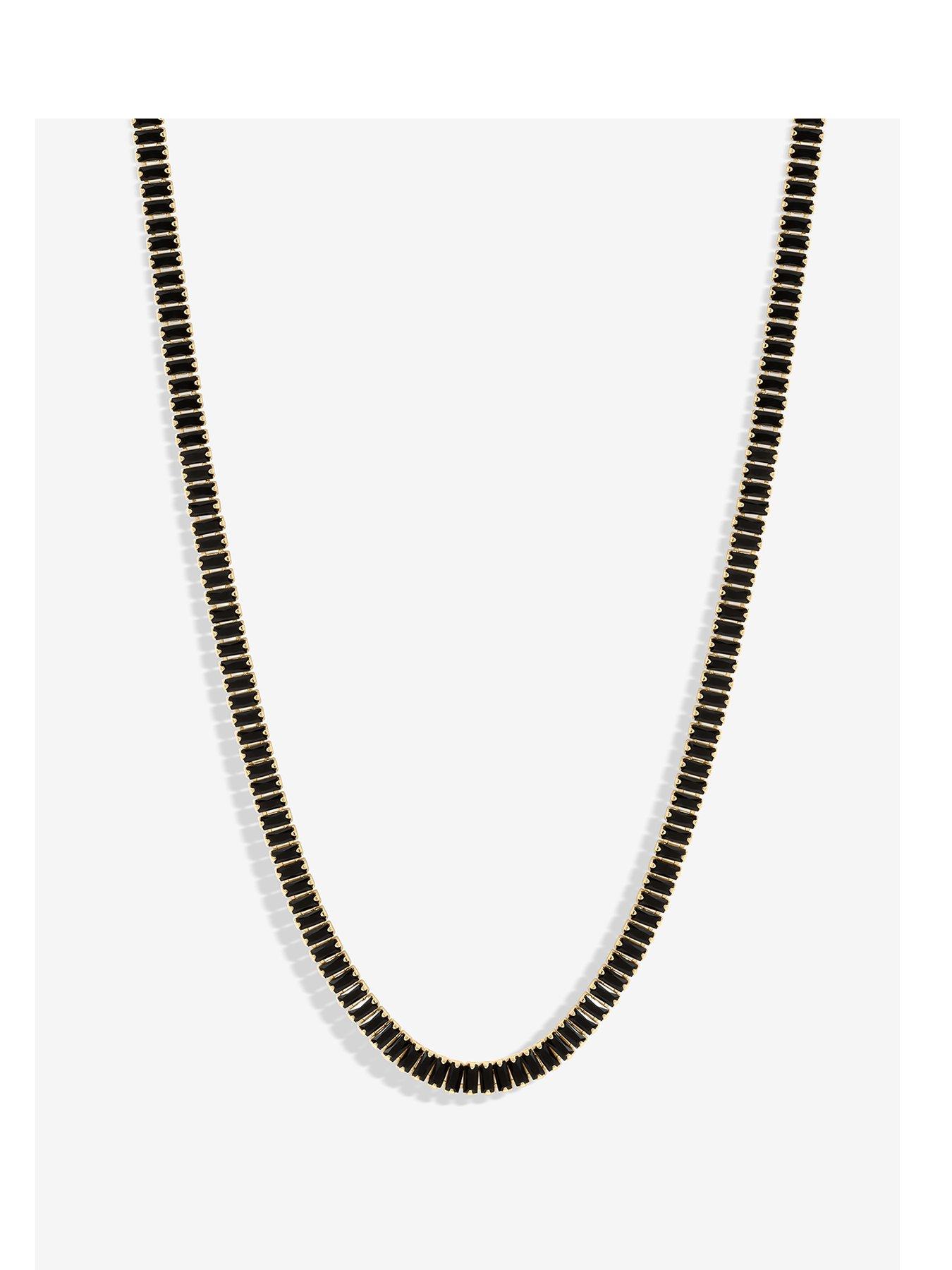 Product photograph of Jon Richard Gold Plated Jet Baguette Stone Tennis Necklace from very.co.uk