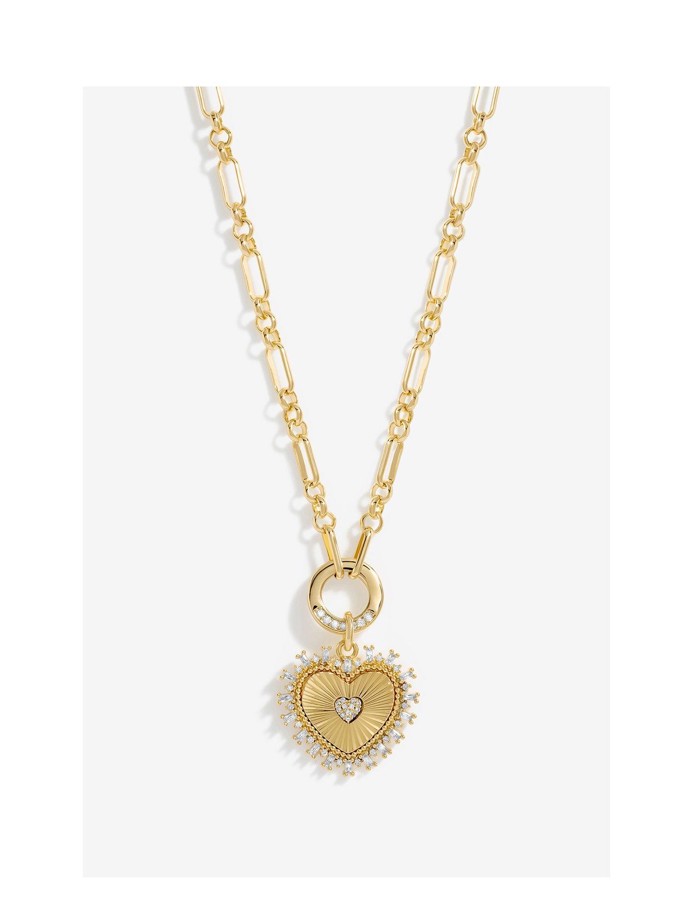 Product photograph of Jon Richard Gold Plated Heart Chain Necklace - Gift Pouch from very.co.uk