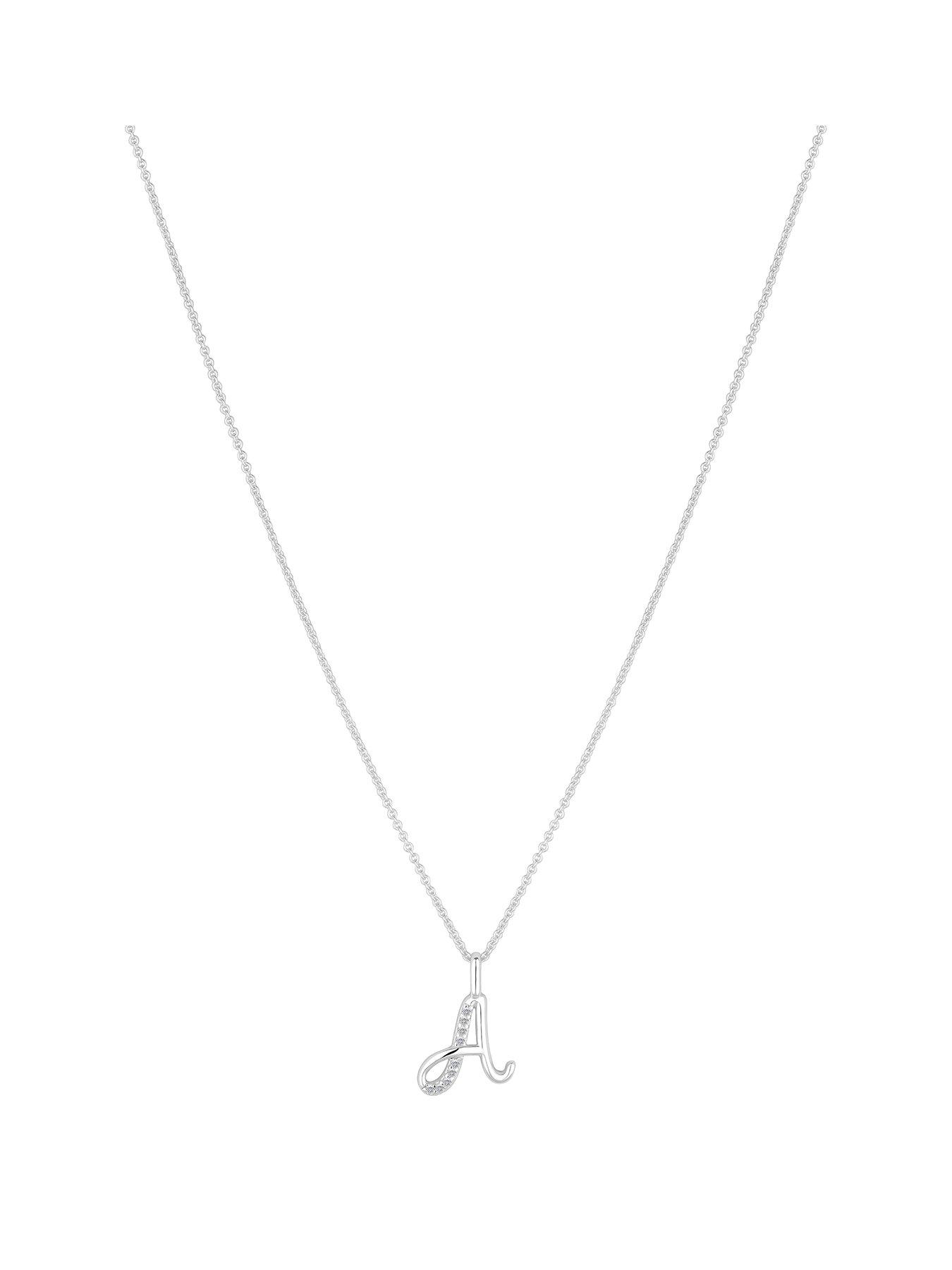 Product photograph of Jon Richard Sterling Silver 925 Polished And Cubic Zirconia Initial Pendant - A from very.co.uk