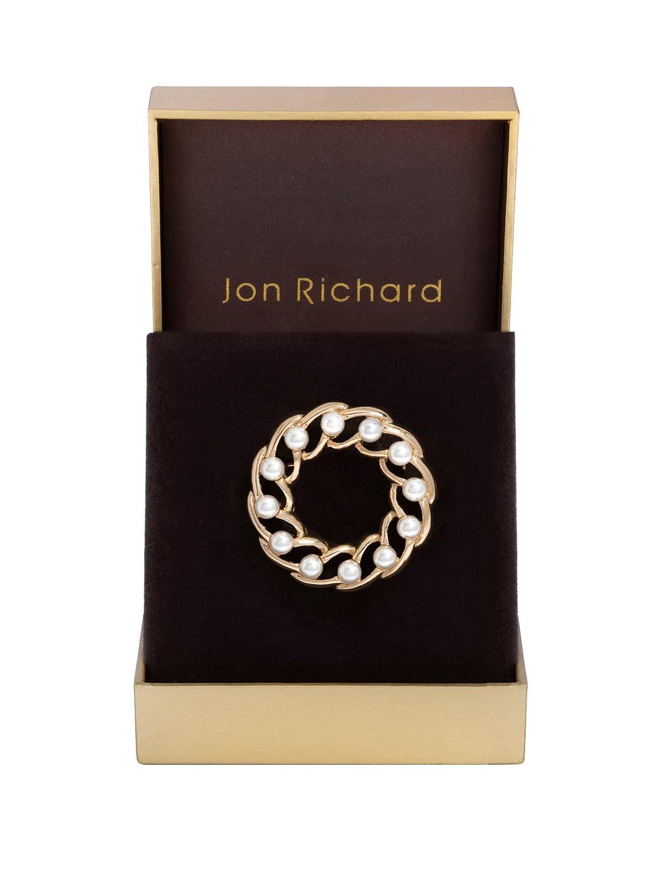 Product photograph of Jon Richard Gold Plated Vintage Inspired Pearl Wreath Brooch - Gift Box from very.co.uk