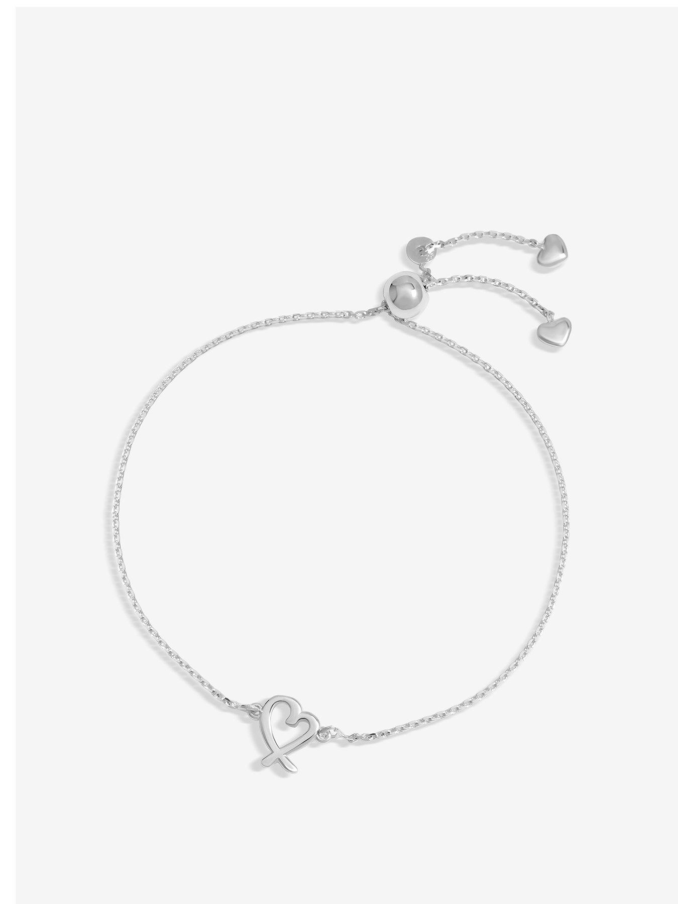 Product photograph of Simply Silver Sterling Silver 925 Crossover Heart Toggle Bracelet from very.co.uk