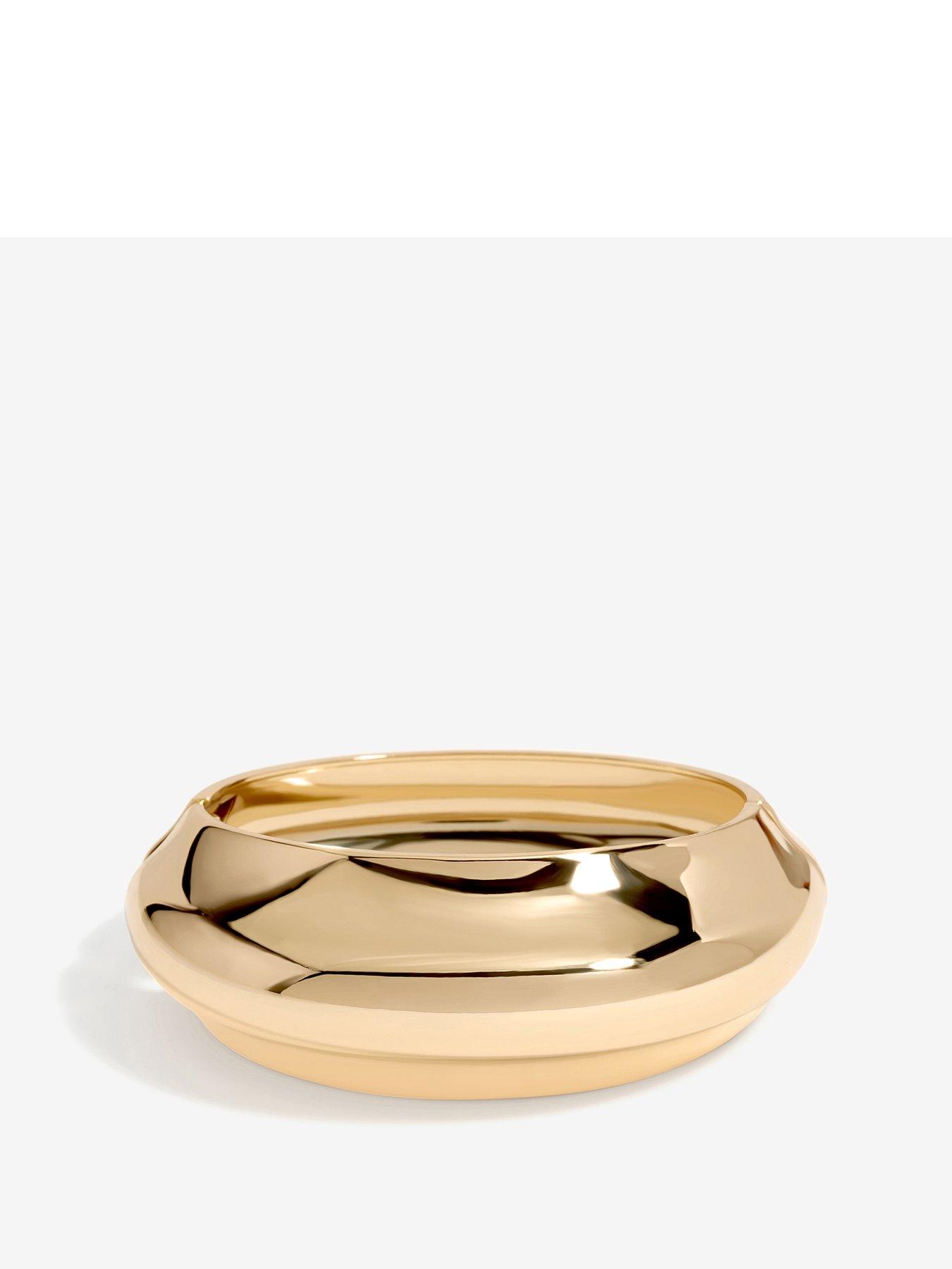 Product photograph of Jon Richard Gold Plated Dome Bangle from very.co.uk