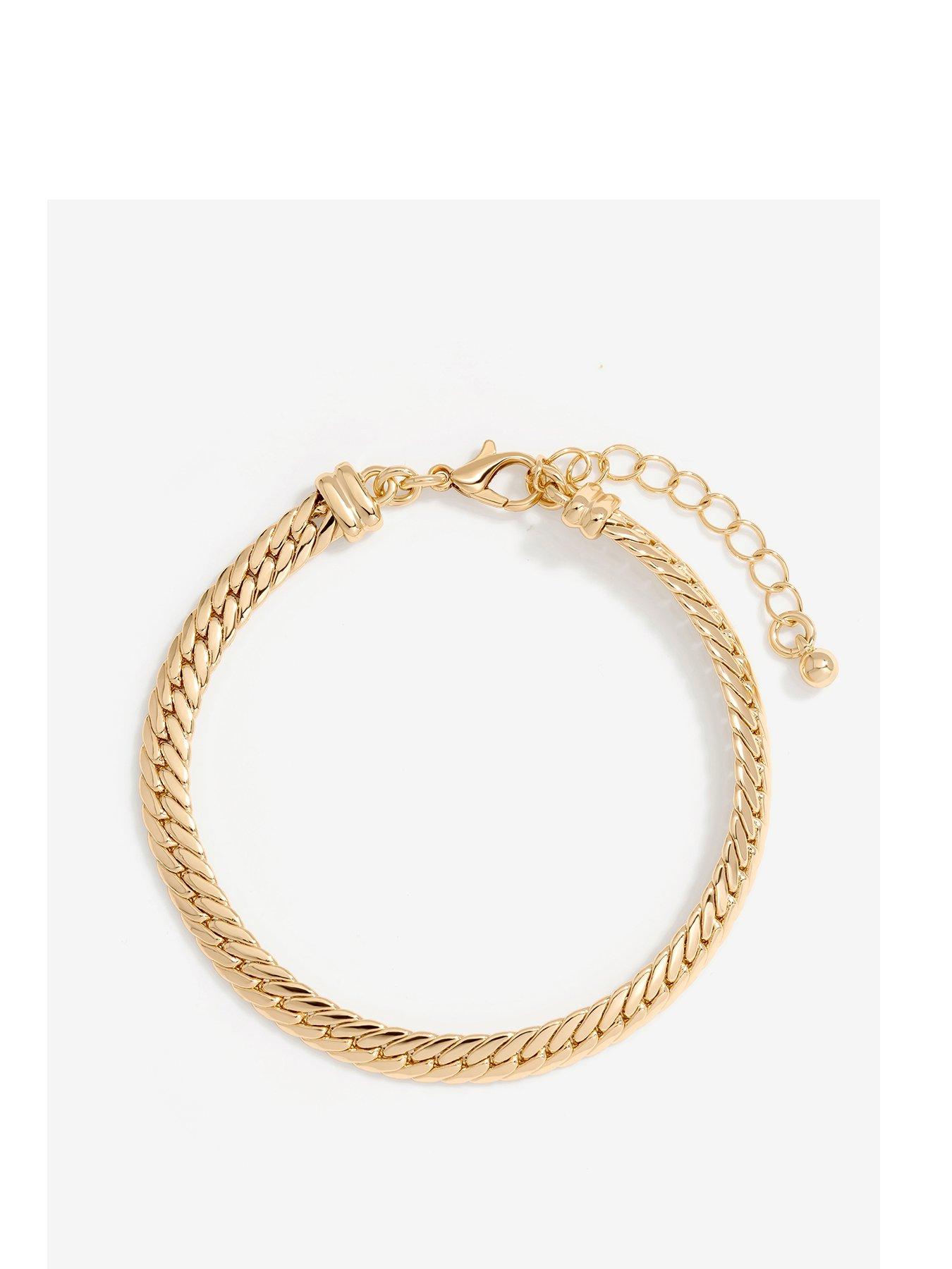 Product photograph of Jon Richard Gold Plated Herringbone Chain Bracelet from very.co.uk