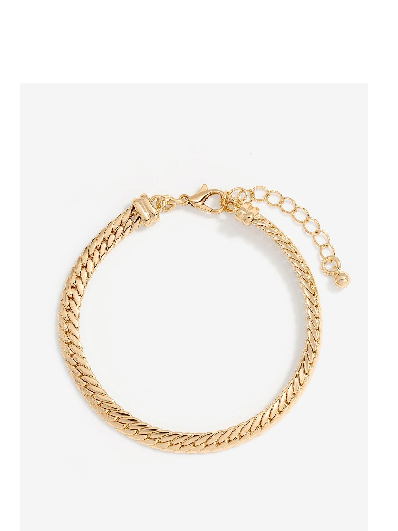 undefined Gold Plated Herringbone Chain Bracelet