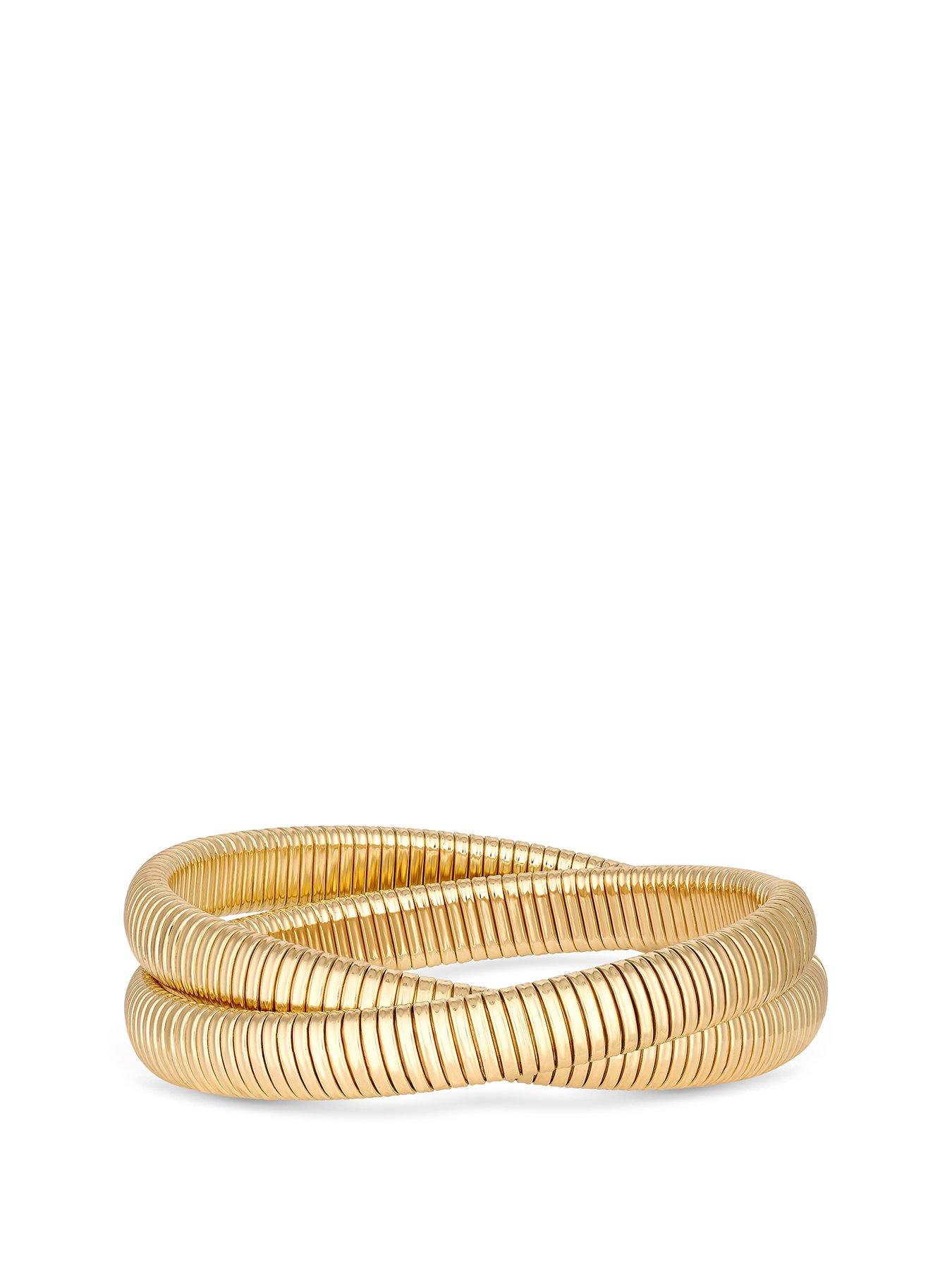 Product photograph of Mood Gold Spiral Double Cuff Bracelet from very.co.uk