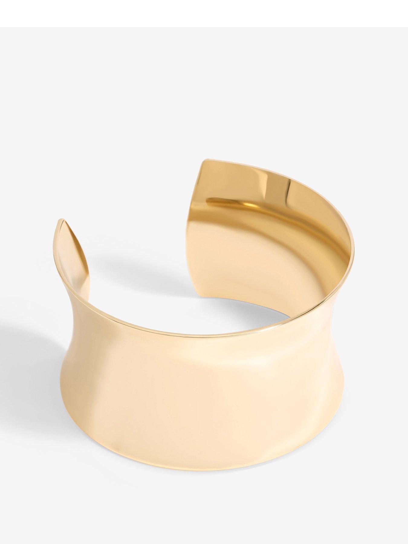 Product photograph of Mood Gold Sculpted Cuff Bracelet from very.co.uk