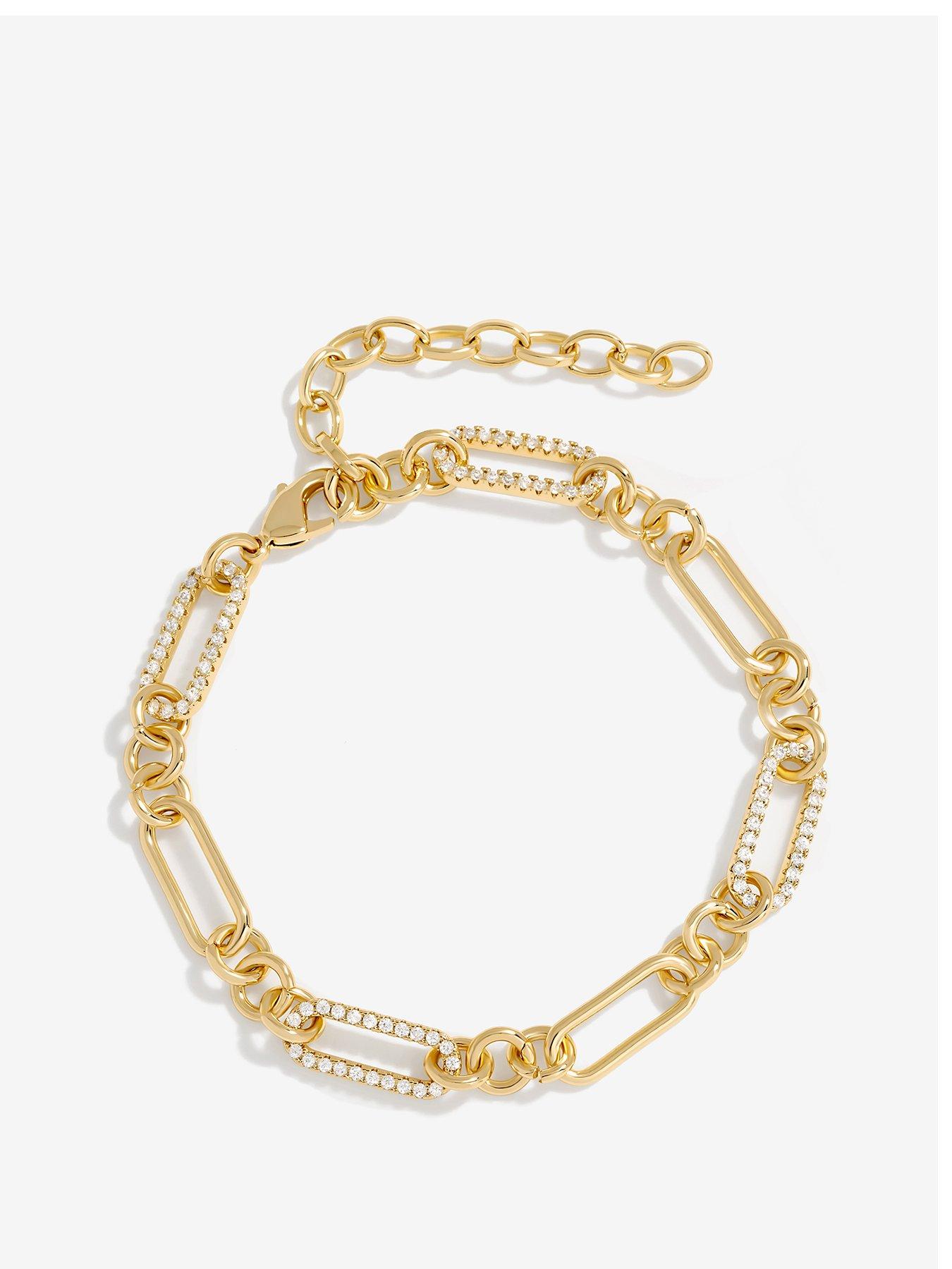 Product photograph of Jon Richard Inicio Gold Plated Cubic Zirconia And Polished Chain Bracelet - Gift Pouch from very.co.uk