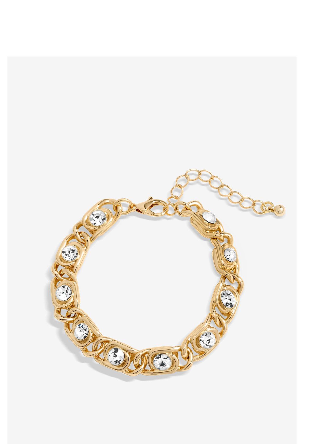 Product photograph of Jon Richard Gold Plated And Crystal Chain Bracelet from very.co.uk