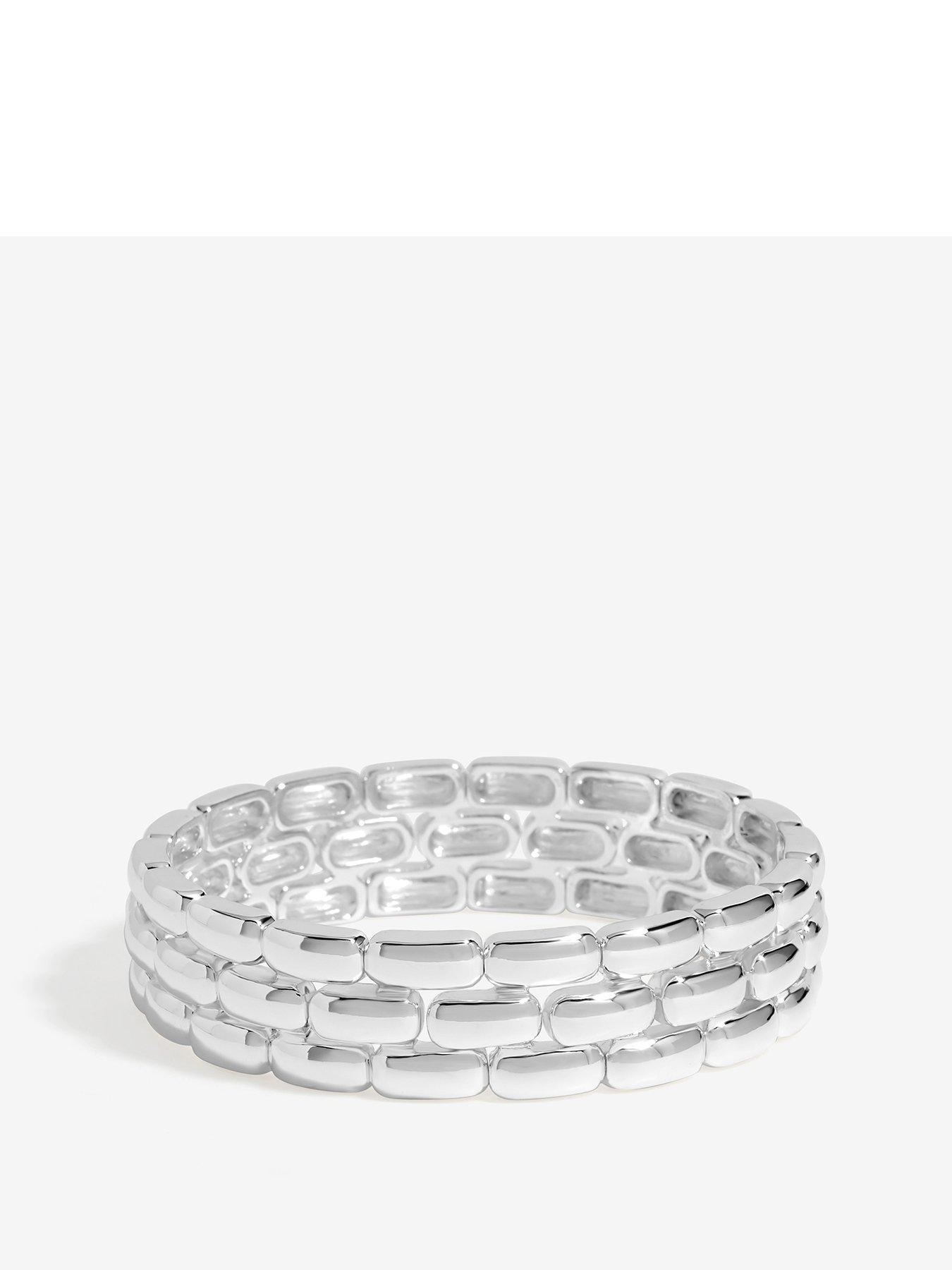 Product photograph of Jon Richard Silver Plated Polished Chain Stretch Bracelet from very.co.uk