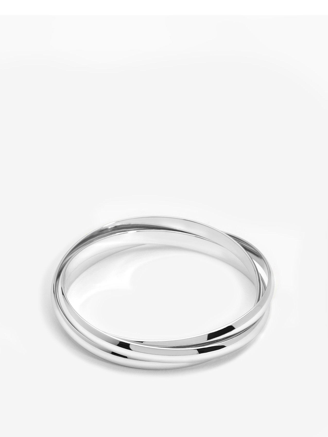 Product photograph of Jon Richard Silver Plated Interlock Bangles from very.co.uk