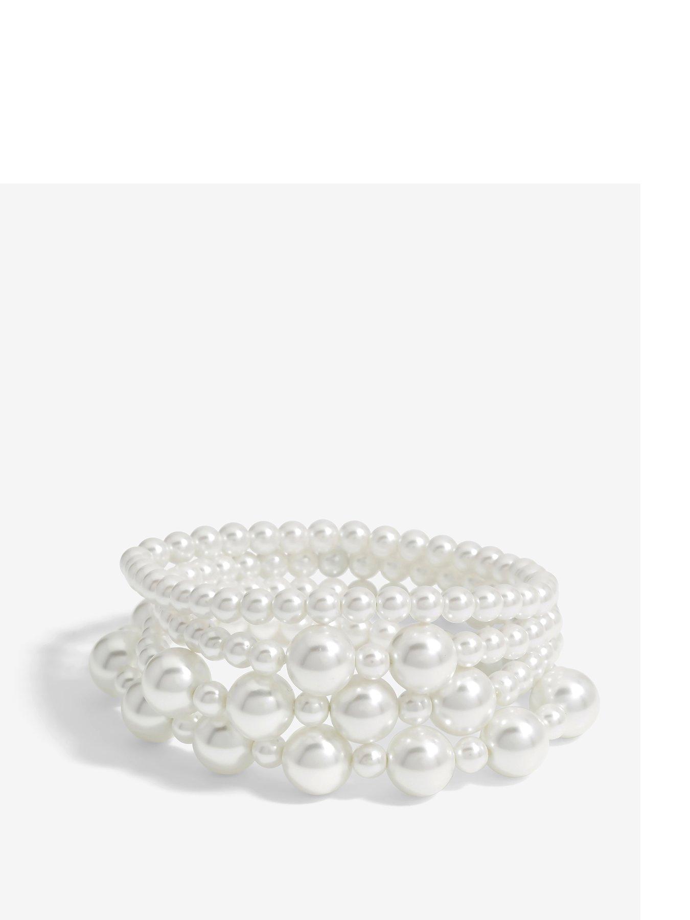 Product photograph of Mood Cream Pearl Bracelets from very.co.uk