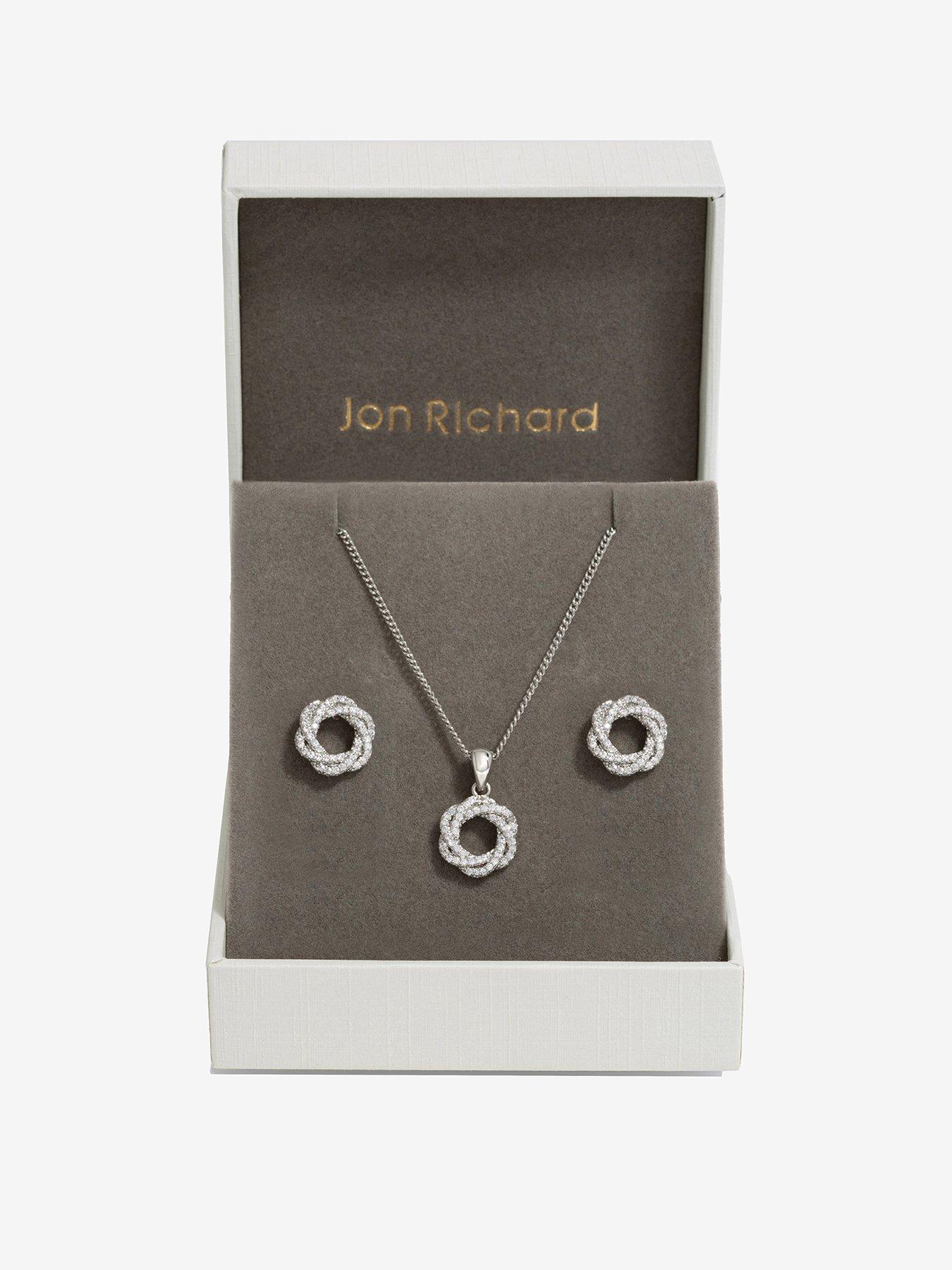 Product photograph of Jon Richard Rhodium Plated Cubic Zirconia Open Twist Box Set from very.co.uk