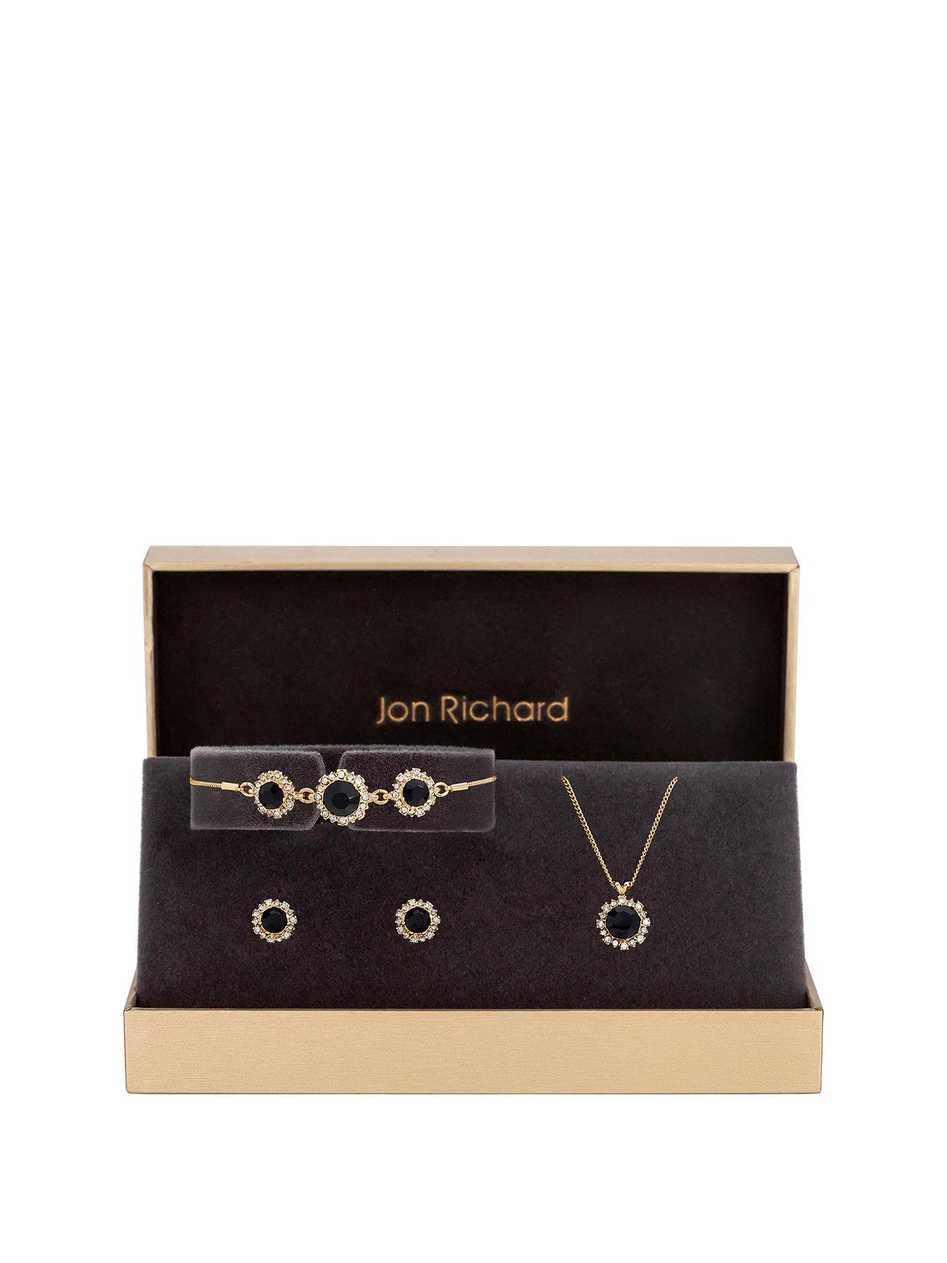 Product photograph of Jon Richard Rhodium Plated Cubic Zirconia Pendant Set - Gift Box from very.co.uk