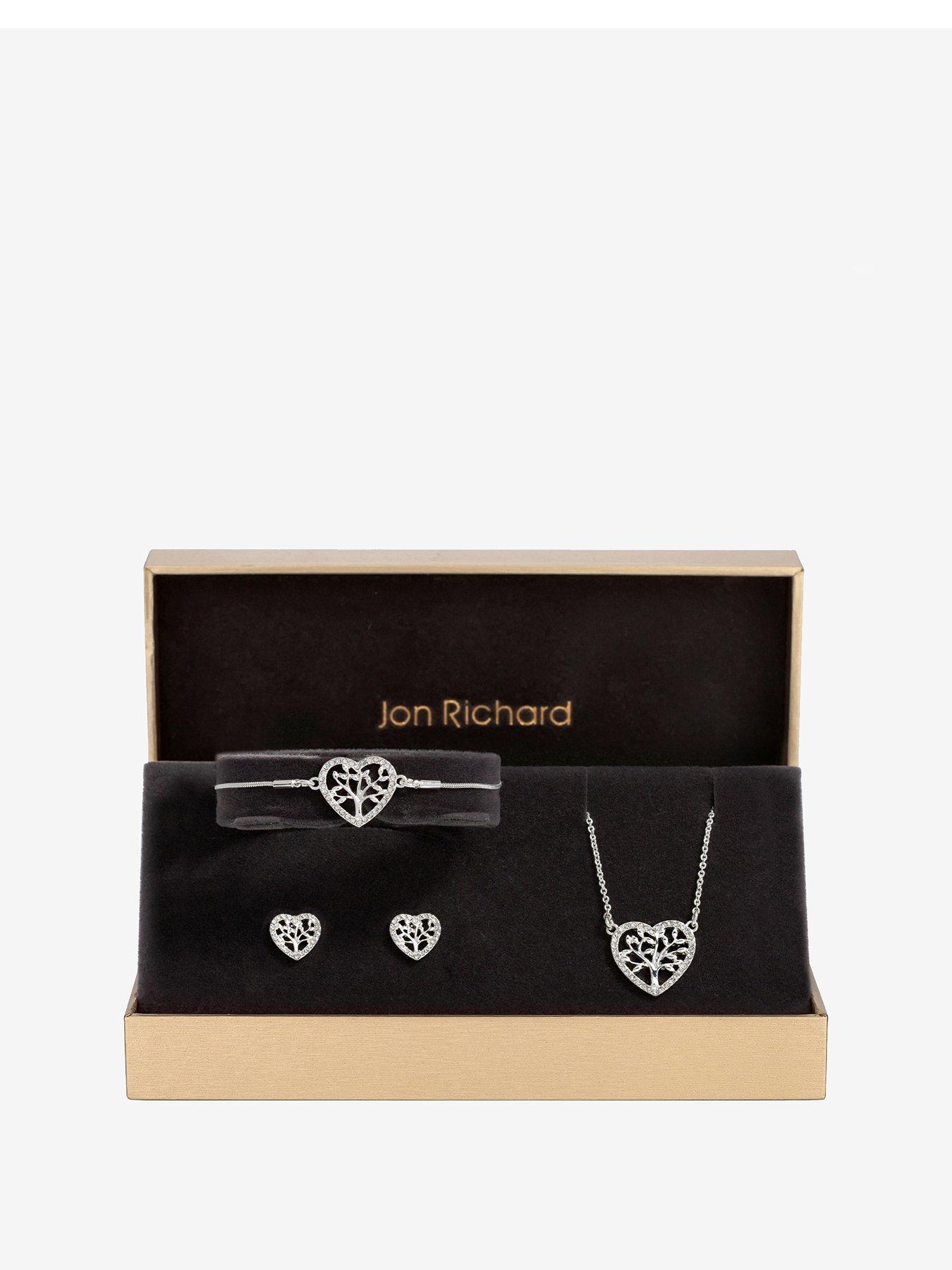 Product photograph of Jon Richard Silver Plated And Crystal Heart Tree Of Love Set - Gift Box from very.co.uk