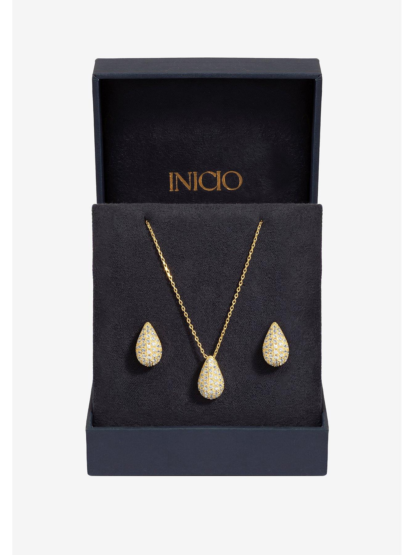 Product photograph of Jon Richard Gold Plated Cubic Zirconia Teardrop Set - Gift Box from very.co.uk