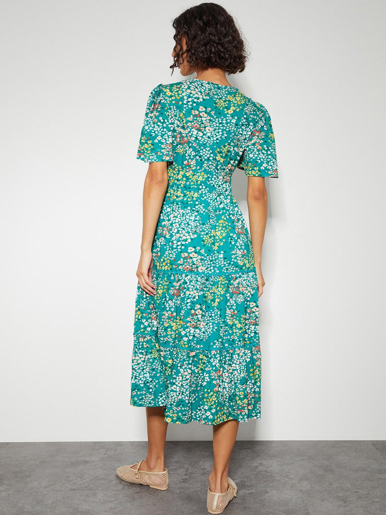 Image 2 of 5 of Monsoon Micola Print Tiered Dress - Blue