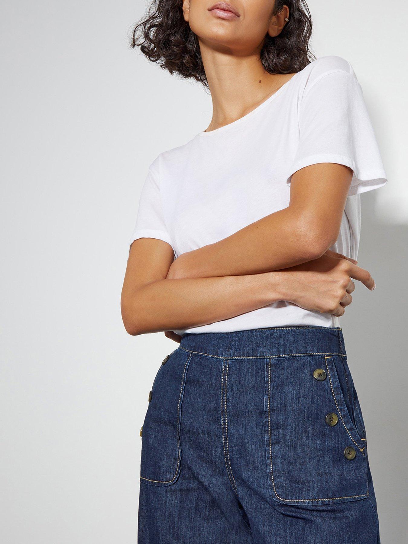 Image 4 of 5 of Monsoon Harper Jean Shorts - Blue