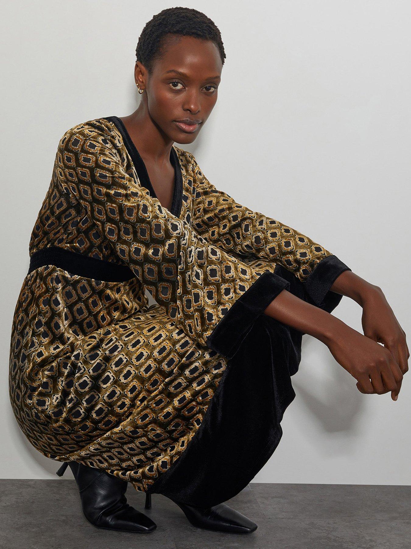 Image 4 of 4 of Monsoon Jade Jacquard Dress - Brown