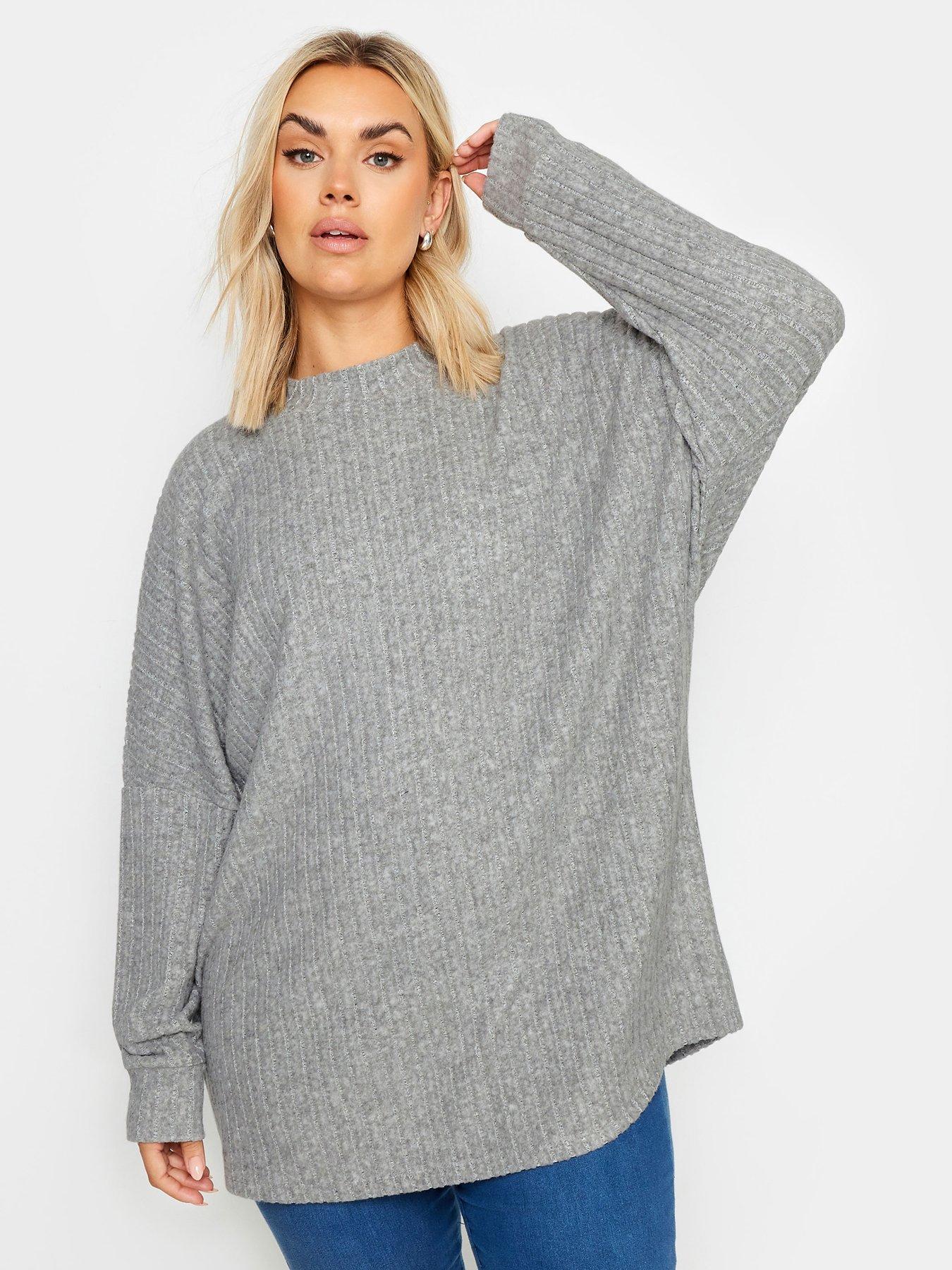 Image 1 of 4 of Yours Curve Ribbed Soft Touch Jumper - Grey