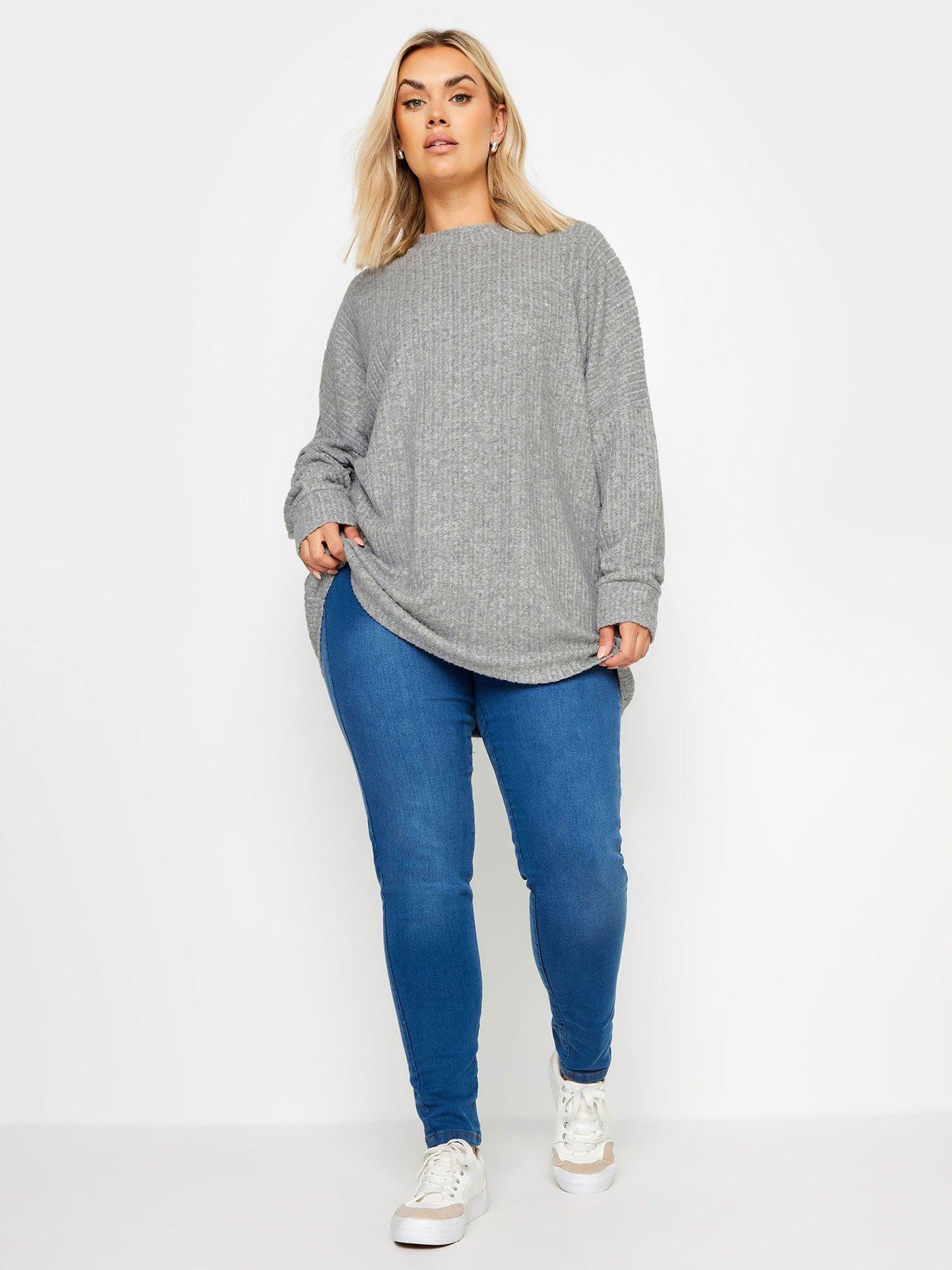 Image 3 of 4 of Yours Curve Ribbed Soft Touch Jumper - Grey