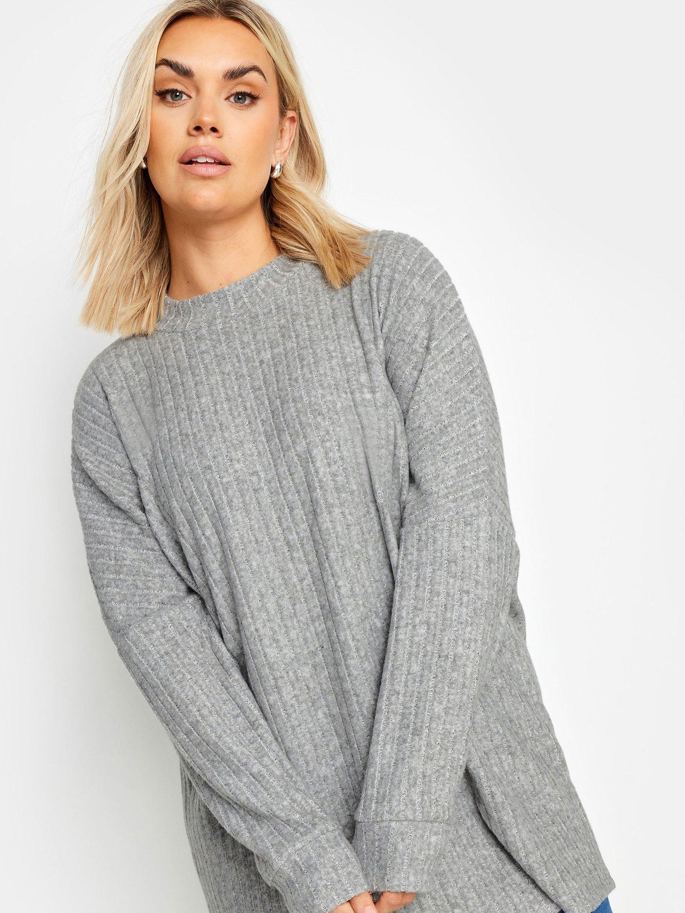 Image 4 of 4 of Yours Curve Ribbed Soft Touch Jumper - Grey