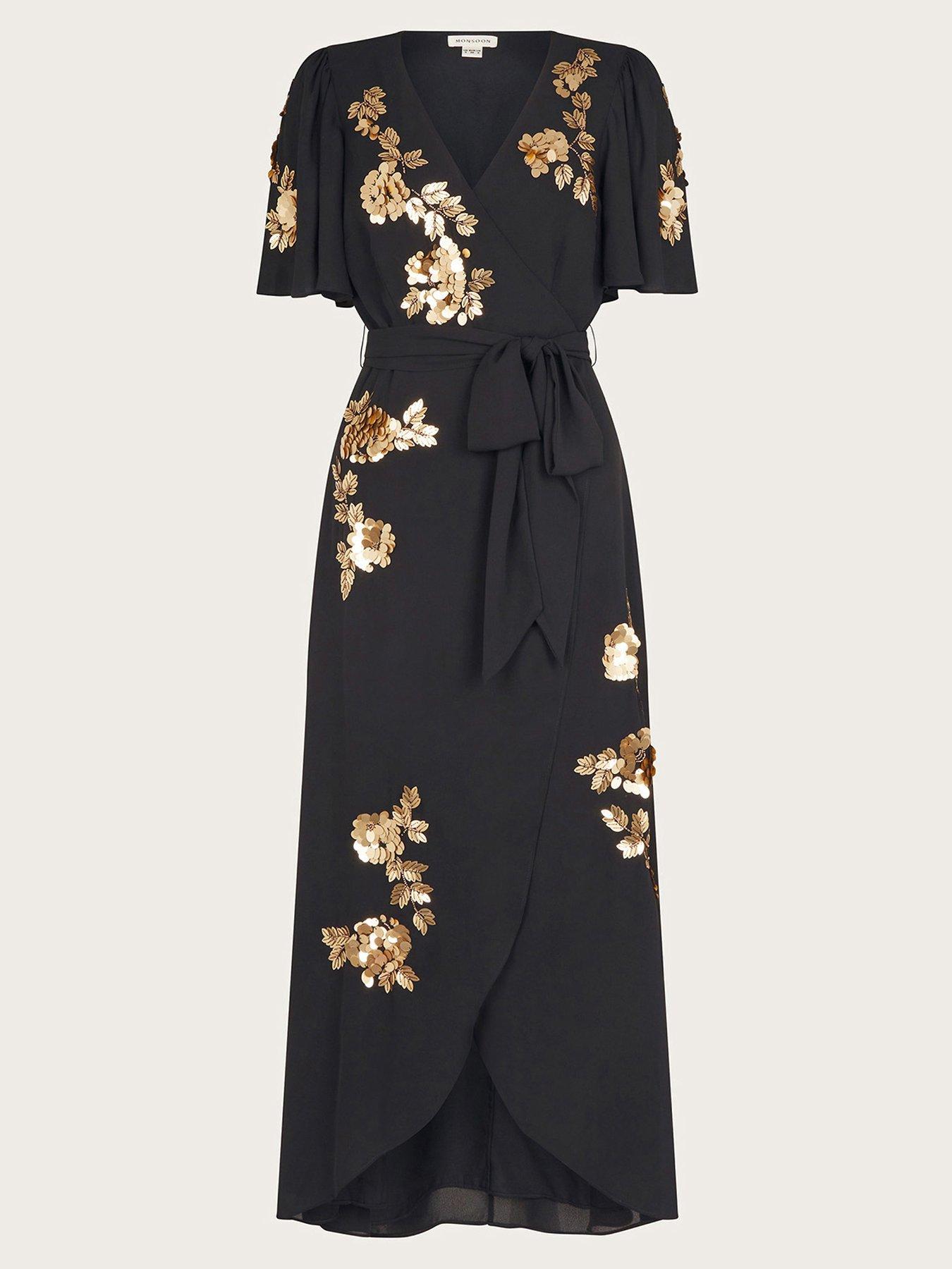 monsoon black gold dress Sarah Embellished - Embellished maxi dress