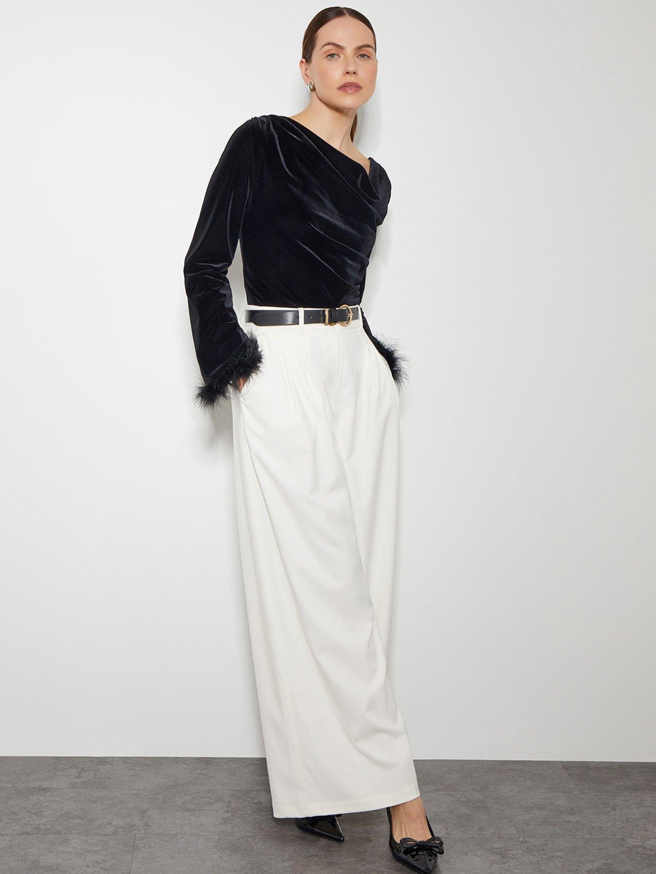 Image 3 of 5 of Monsoon Fay Feather Velvet Top - Black