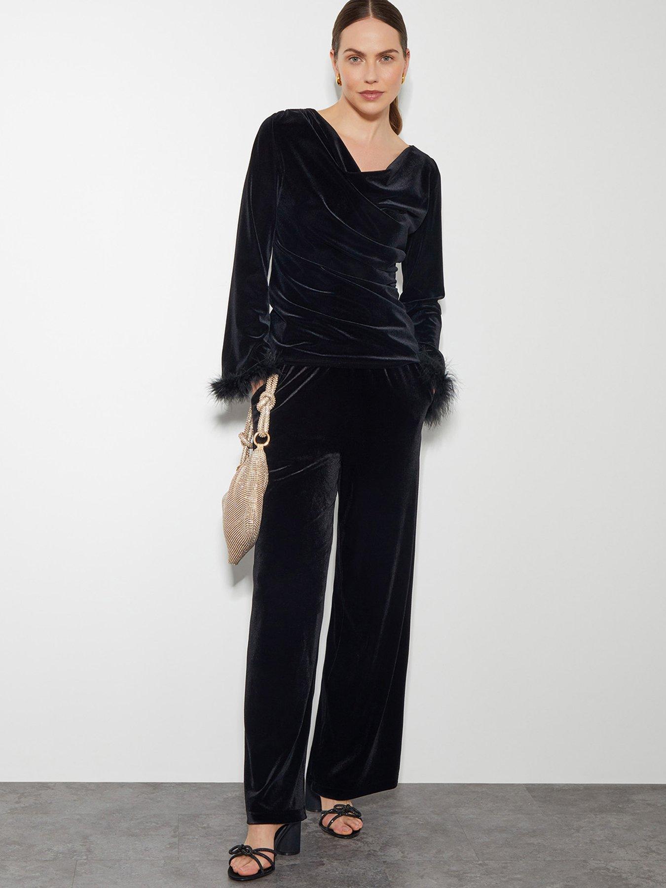 Image 5 of 5 of Monsoon Fay Feather Velvet Top - Black