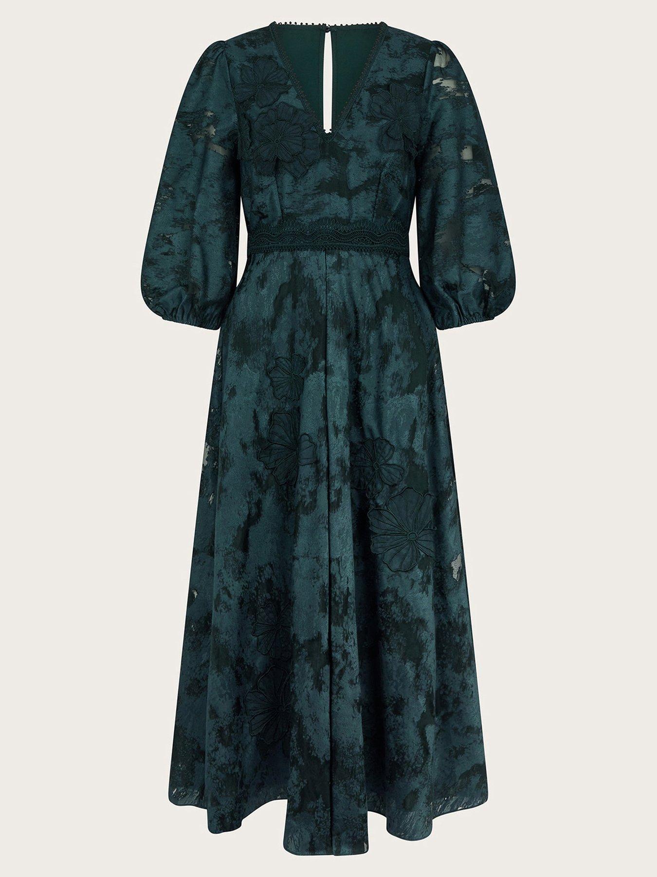 slim fit dress slacks Shoshanna Women's Luna Velvet Midi-Dress - Emerald main image 0