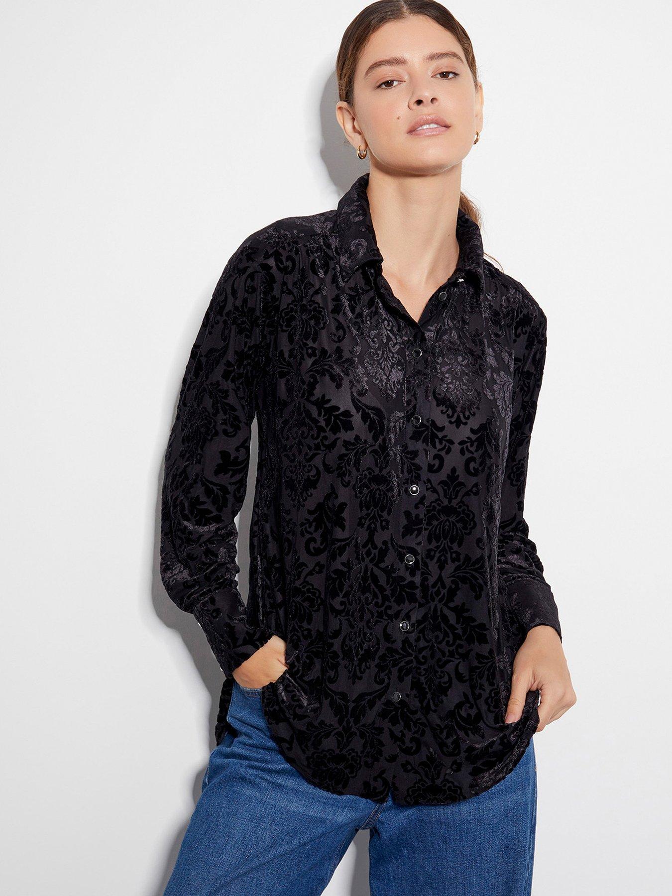 Image 1 of 5 of Monsoon Dee Devore Shirt - Black