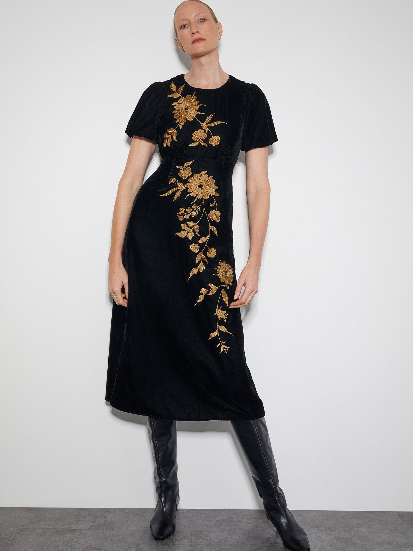 Monsoon Kendra Velvet Dress Black Very