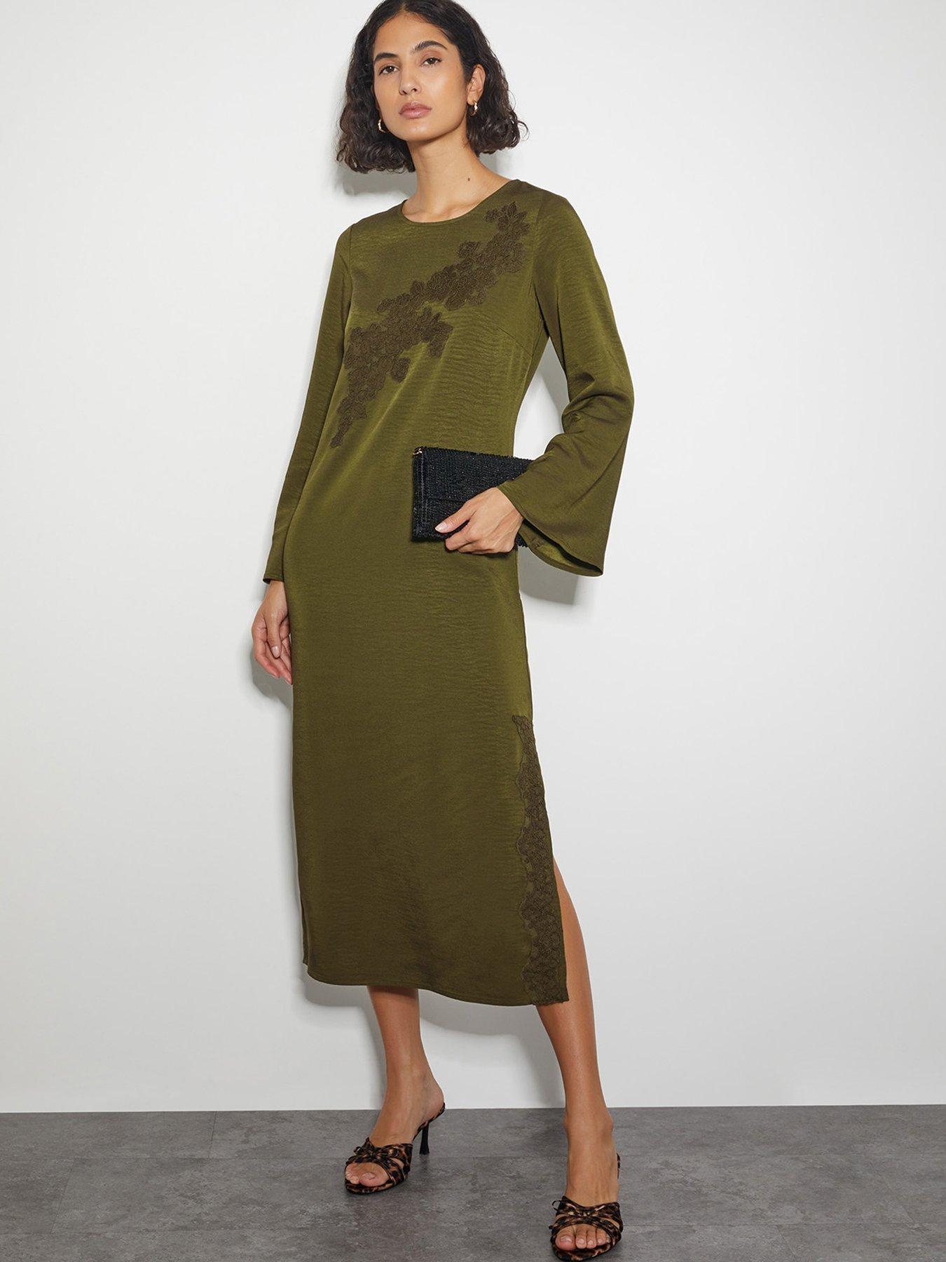 Image 1 of 5 of Monsoon Nyla Column Dress - Green