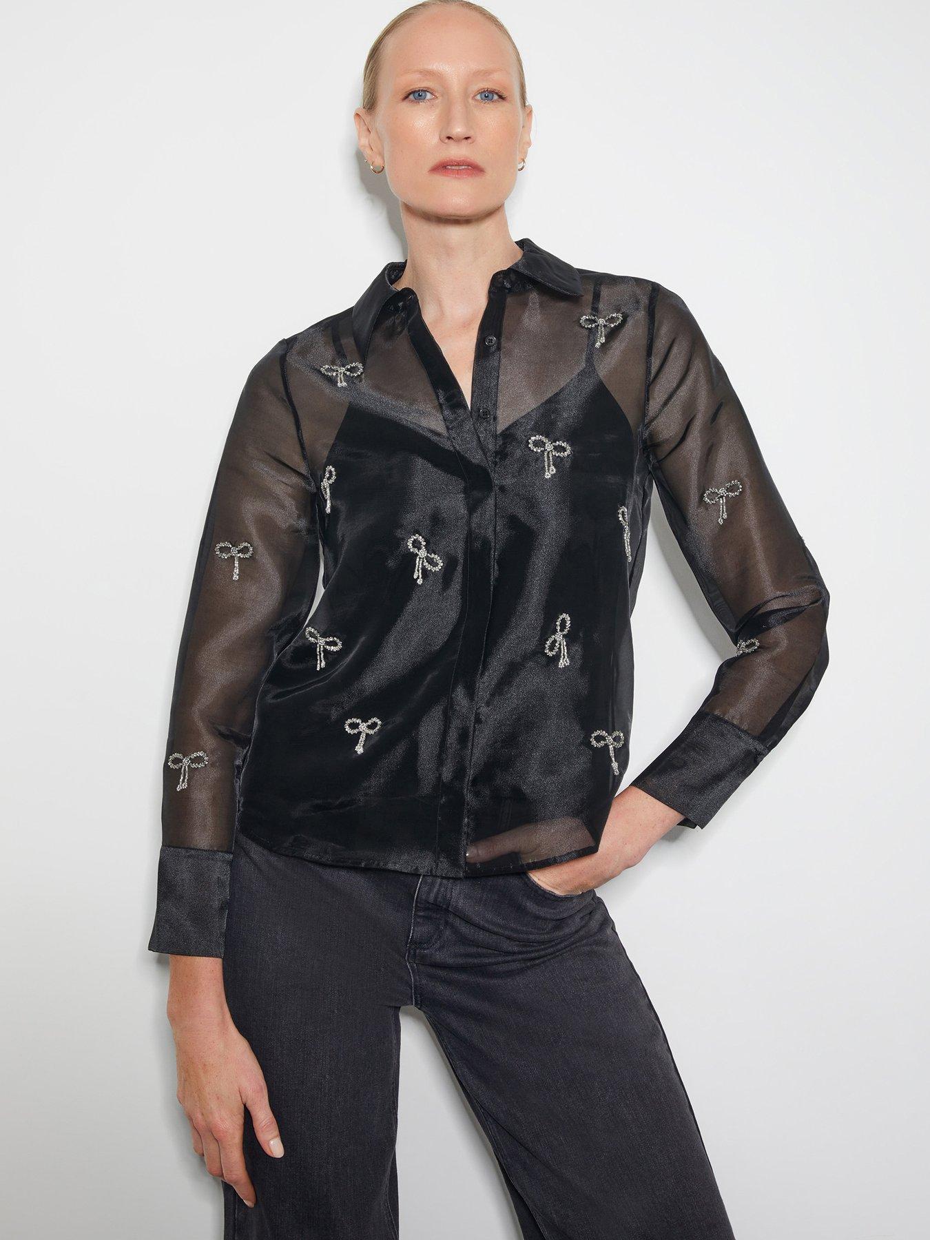 Image 1 of 5 of Monsoon Betty Bow Blouse - Black