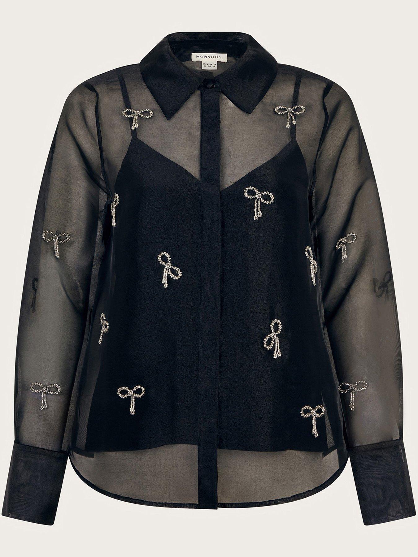 Image 3 of 5 of Monsoon Betty Bow Blouse - Black