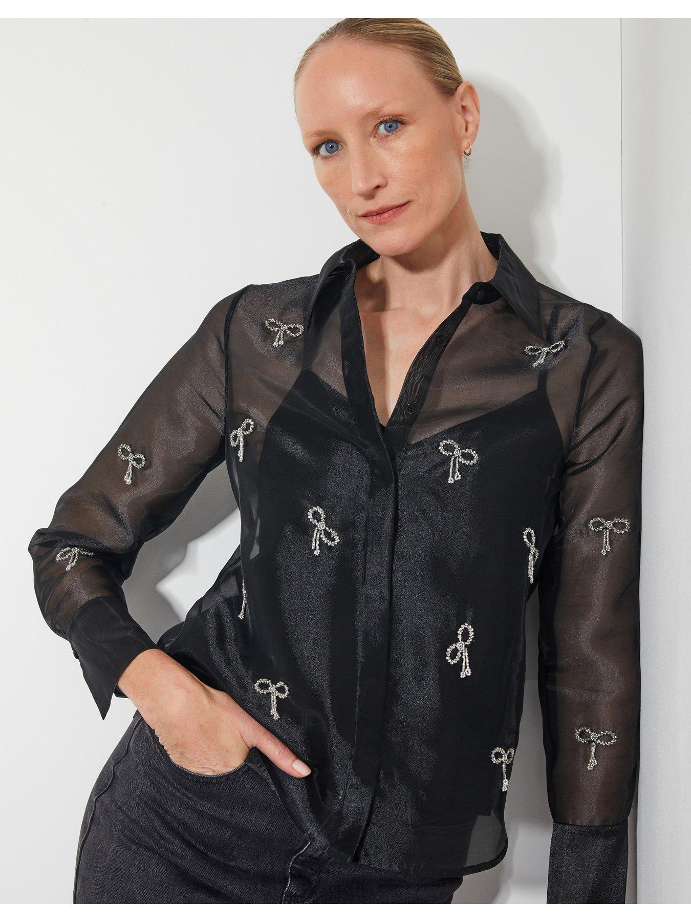 Image 5 of 5 of Monsoon Betty Bow Blouse - Black