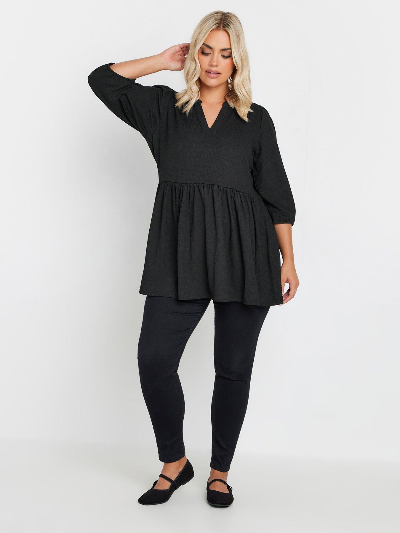 Image 3 of 4 of Yours Curve Smock Top - Black