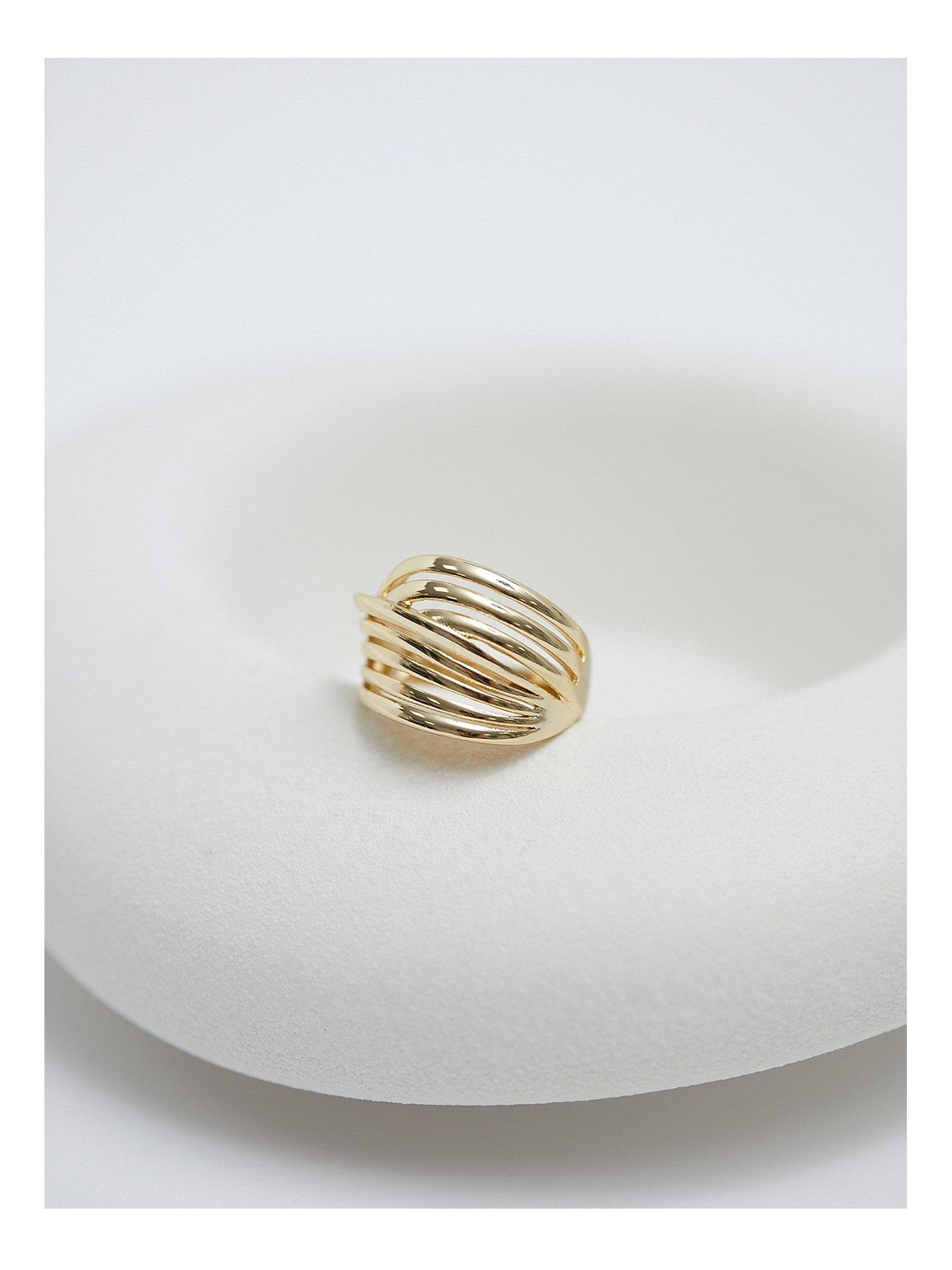 Product photograph of Jon Richard Gold Plated Polished Statement Ring from very.co.uk