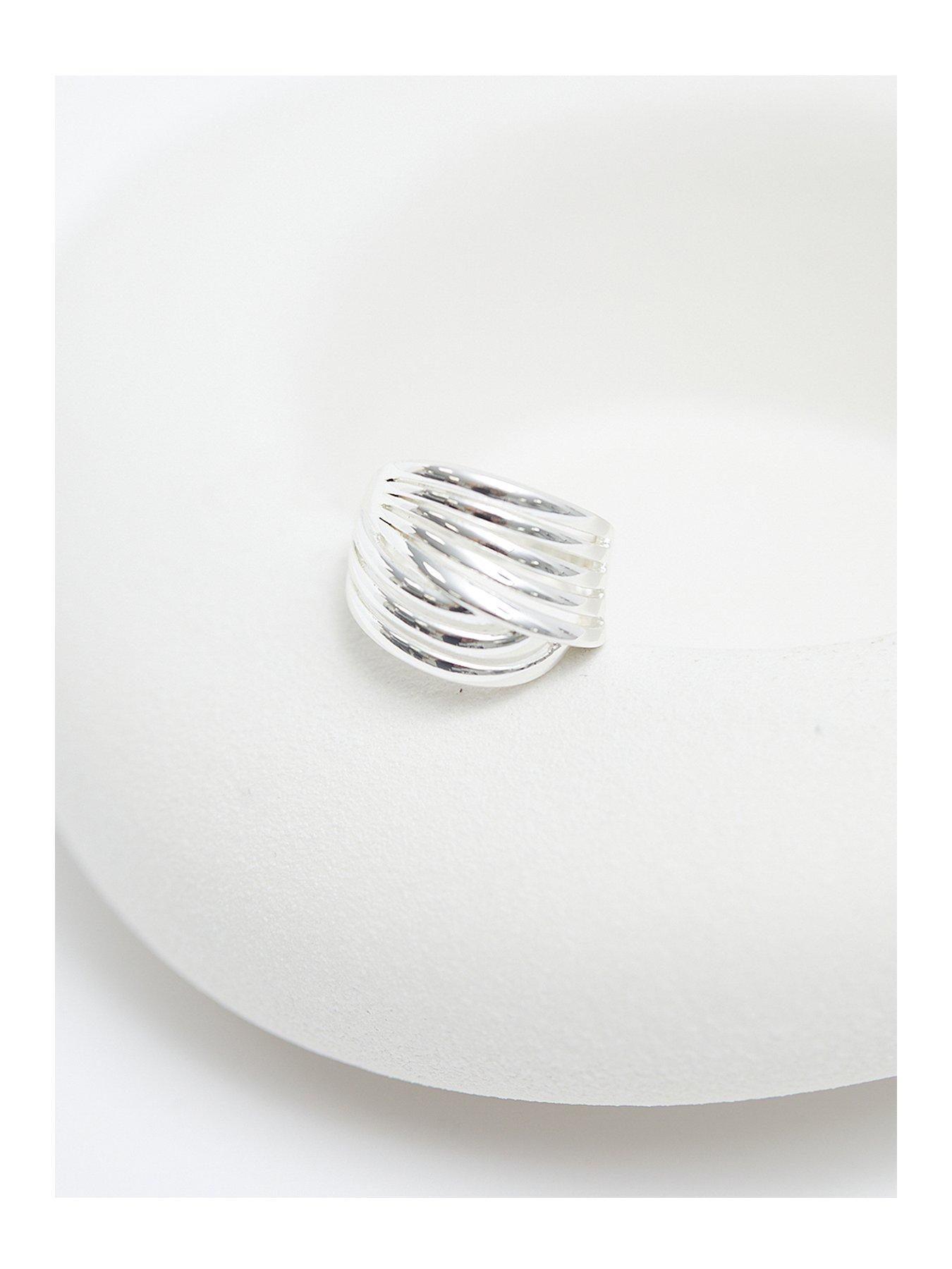 Product photograph of Jon Richard Silver Plated Polished Statement Ring from very.co.uk