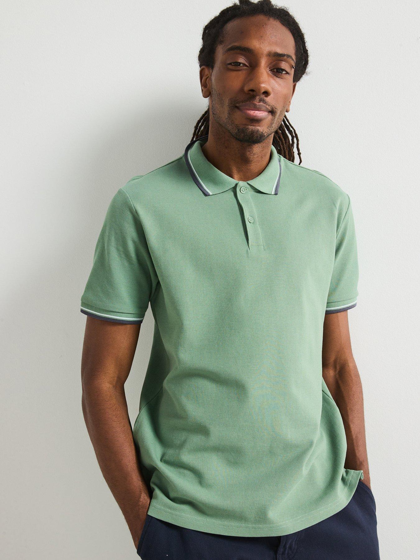 undefined Tipped Pique Polo Top - Green