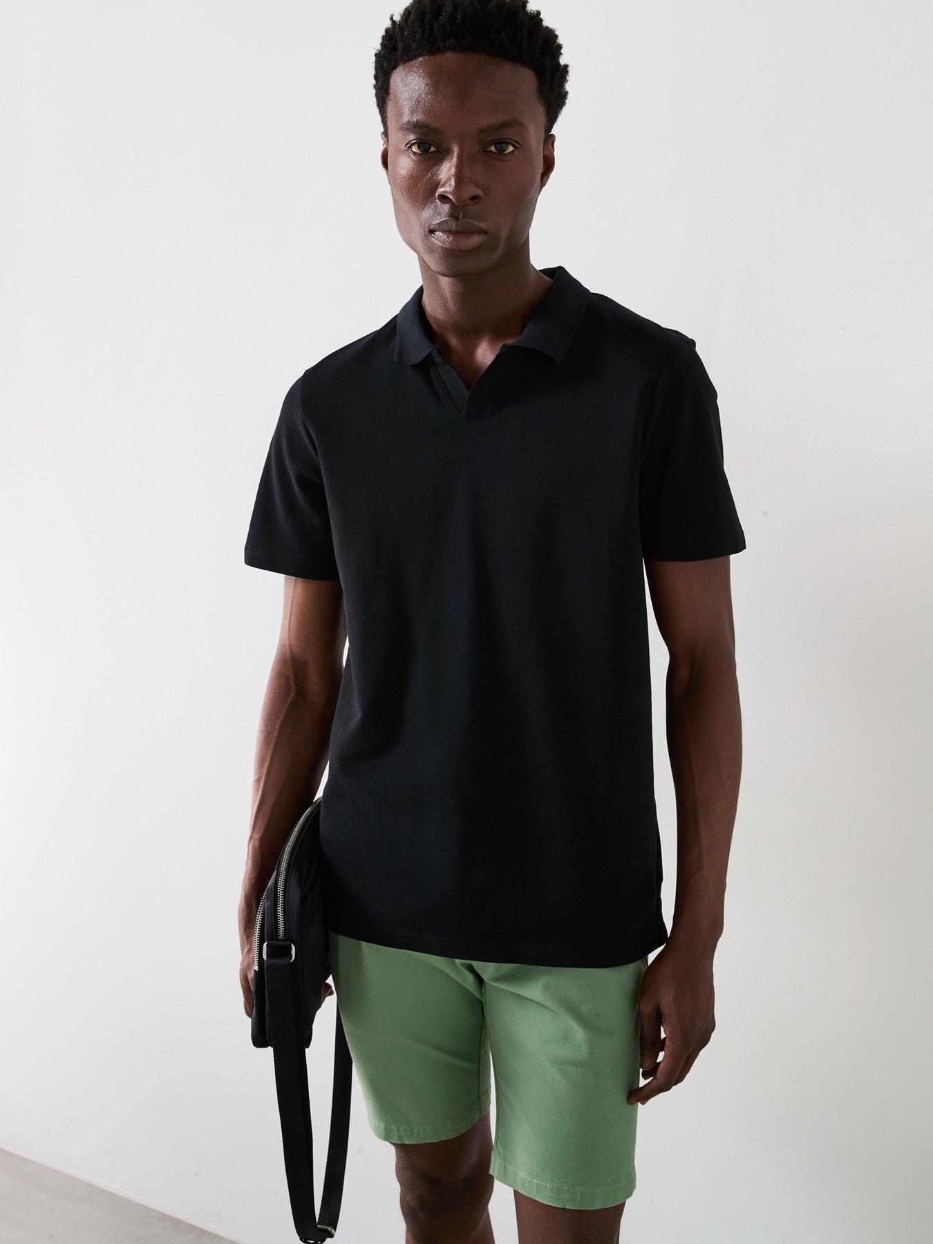 undefined Pique Cuban Collar Polo Shirt - Black
