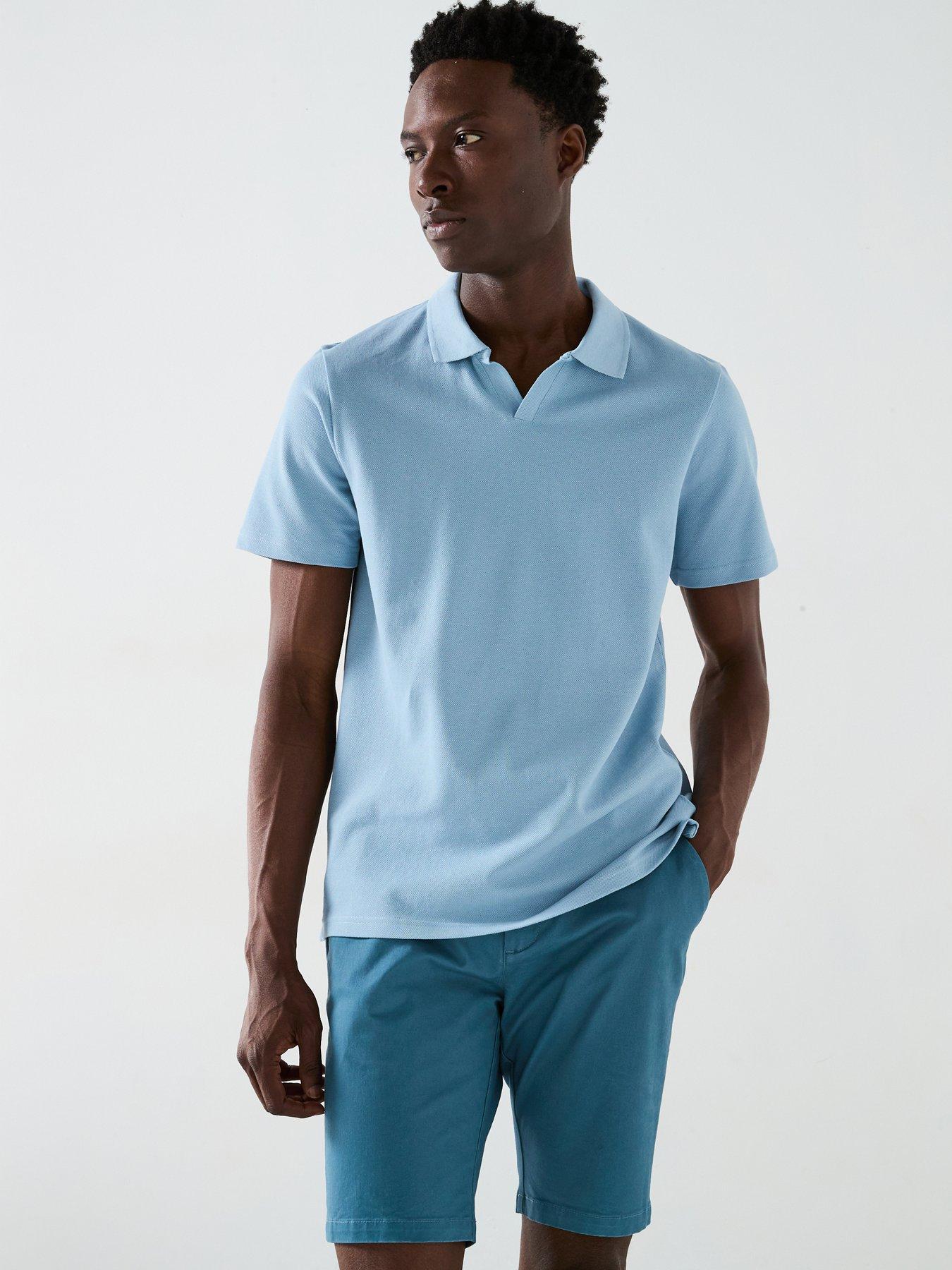 undefined Pique Cuban Collar Polo Shirt - Light Blue