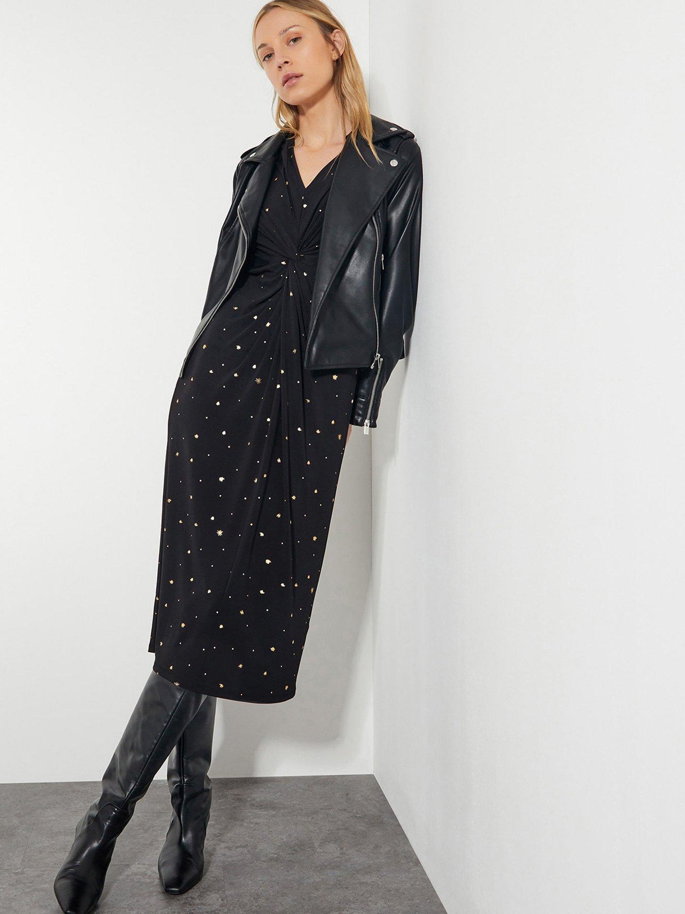 Image 5 of 6 of Monsoon Deliliah Foil Jersey Dress - Black