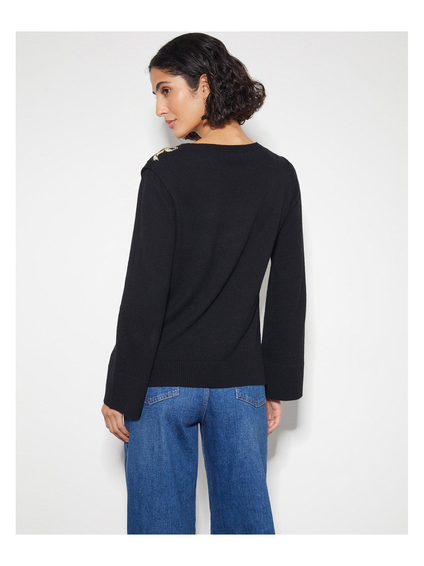 Image 2 of 5 of Monsoon Bree Bow Neck Jumper - Black