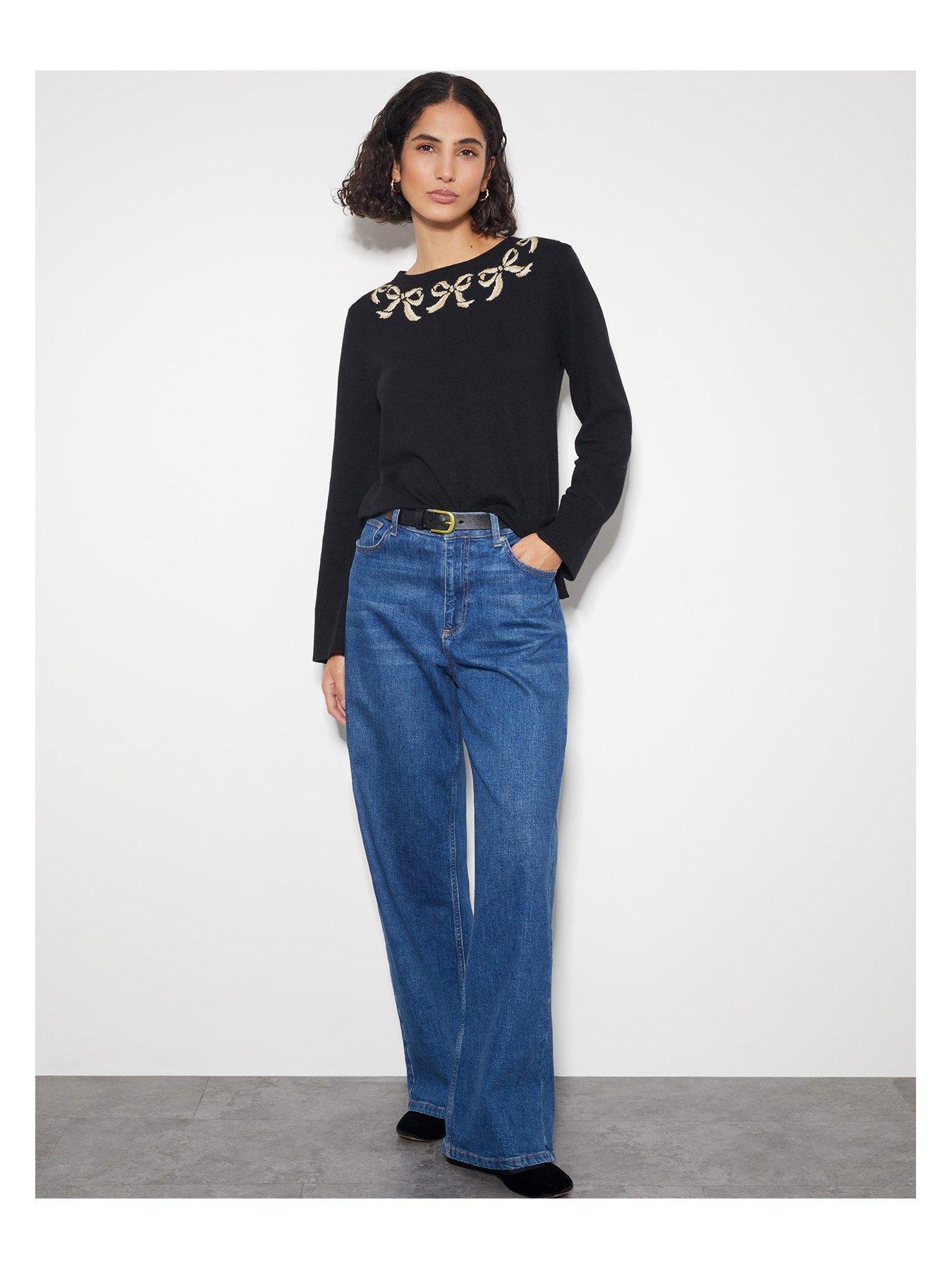 Image 3 of 5 of Monsoon Bree Bow Neck Jumper - Black